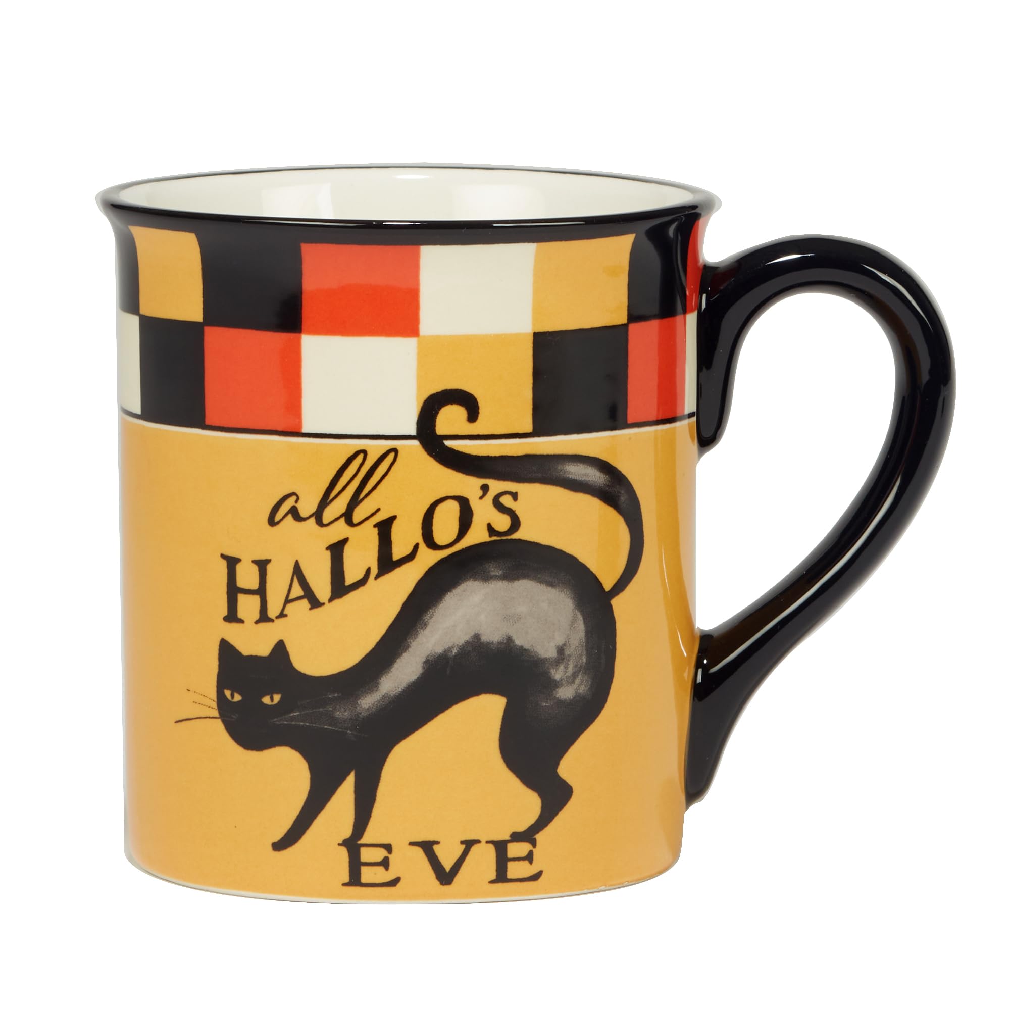 Gruselige Halloween-Tassen, 4er-Set, 530 ml, Keramik-Kaffeetassen mit Halloween-Sprüchen und Charakteren, Kürbis, schwarze Katze, Fledermaus und Spinne, festliches Herbst-Trinkgeschirr für Kakao, Tee