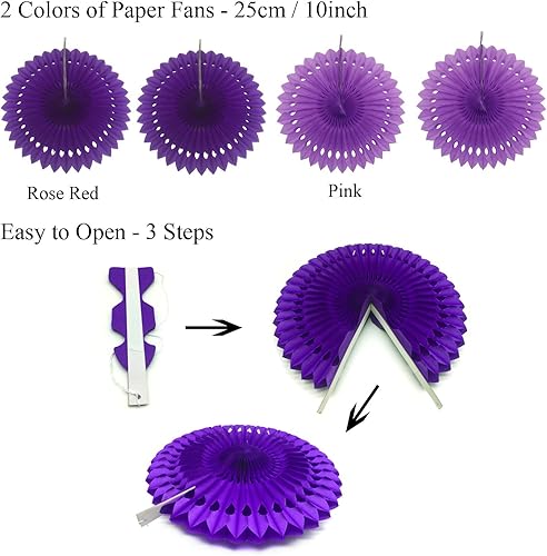 Miniatura 2 de ZERODECO Decoración de fiesta de cumpleaños, pancarta de feliz cumpleaños con abanicos de papel, bolas de nido de abeja, banderines triangulares