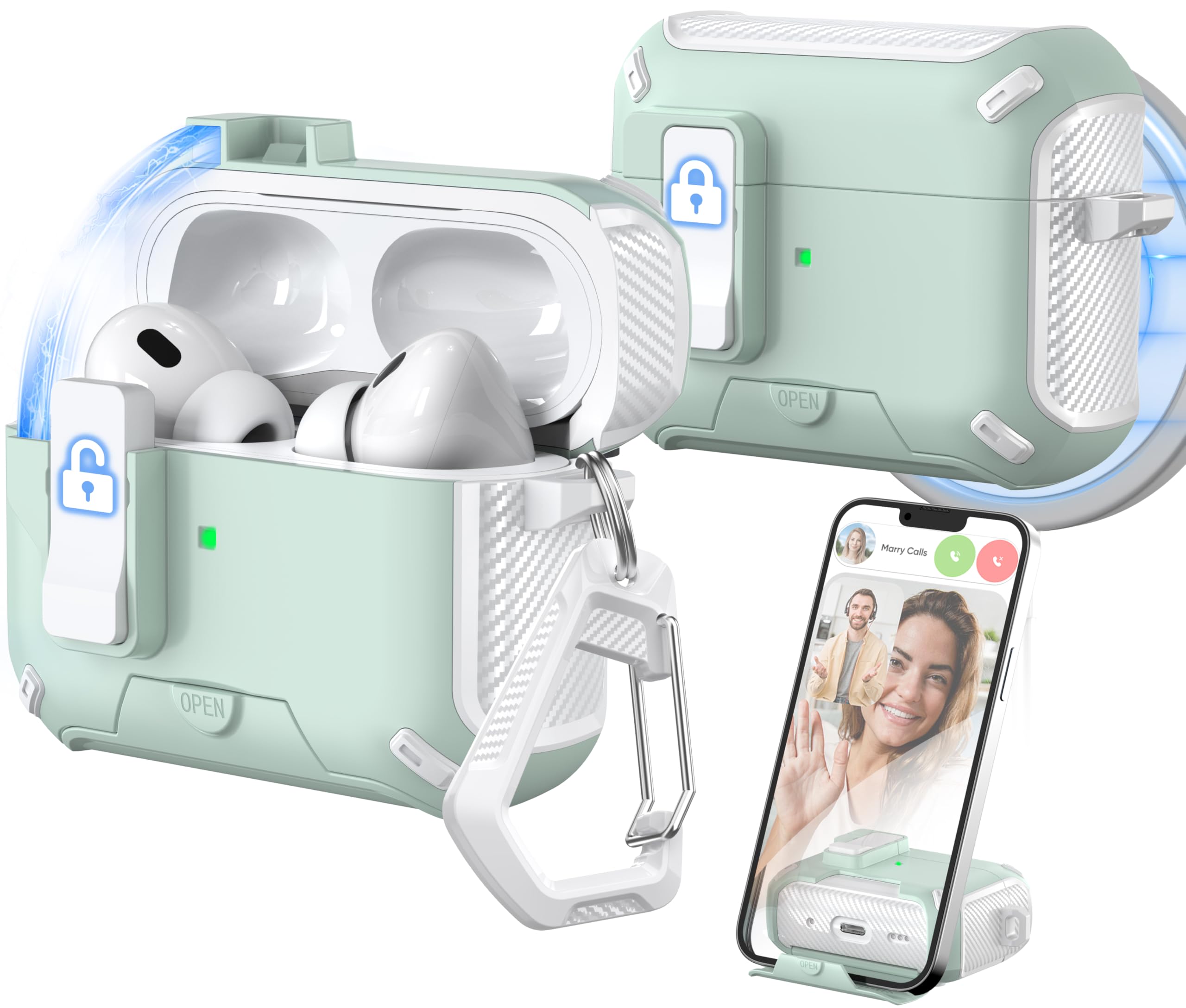 MHYALUDO for AirPods Pro 2nd/1st Generation Case Cover, Magnetic