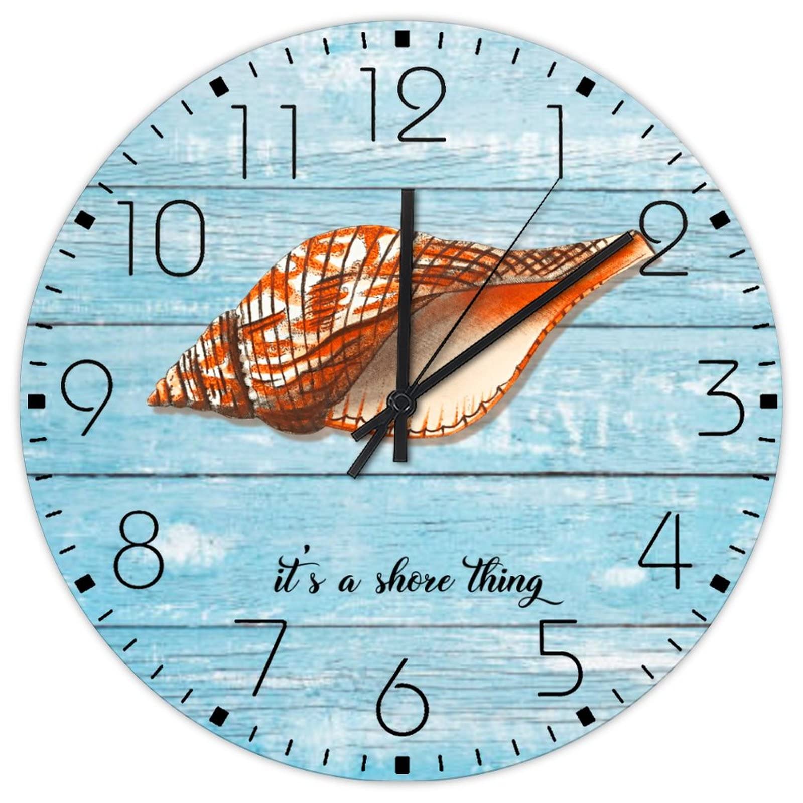Horloge bois de plage 30cm sans tic-tac ideale pour decoration de cheminee