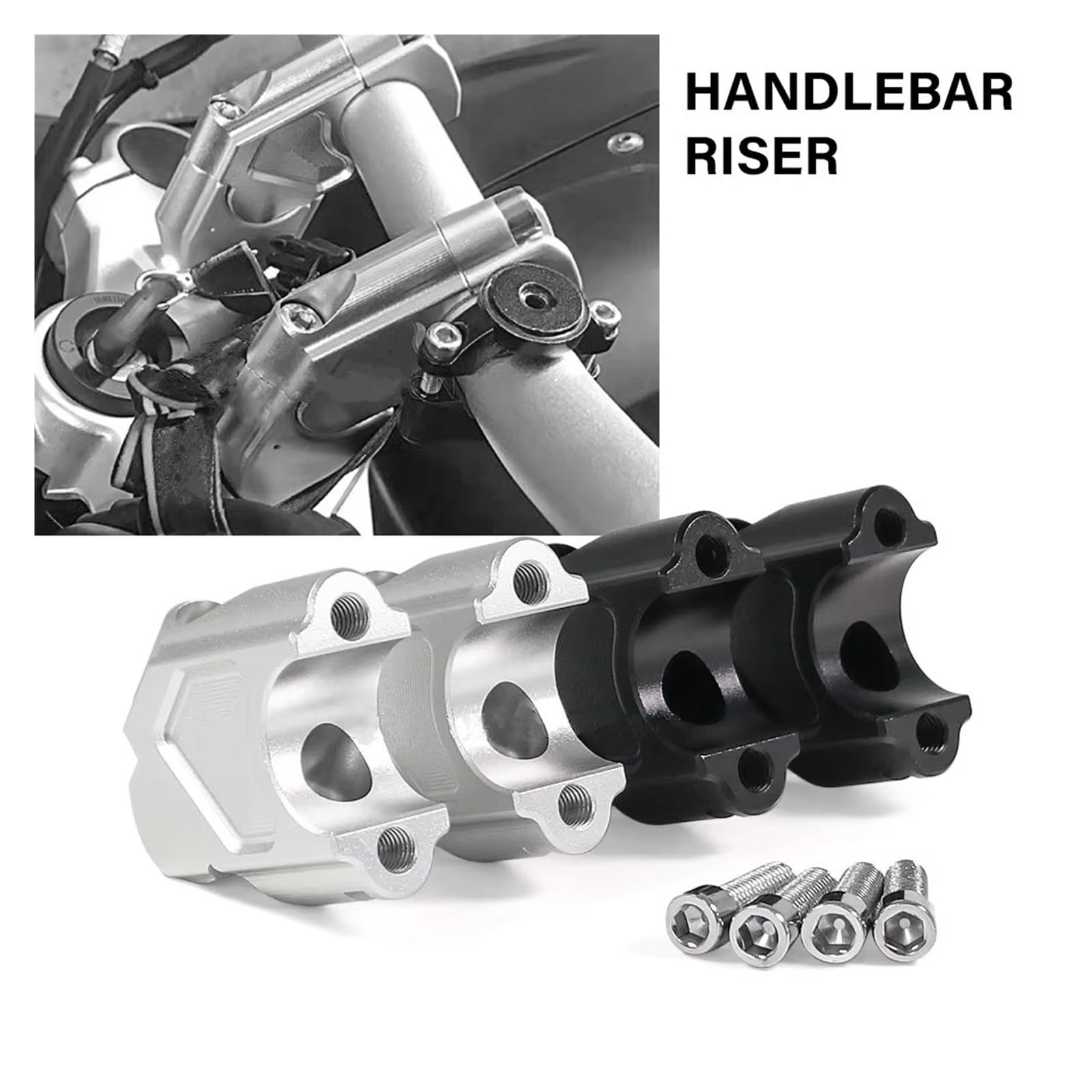 Riser Manubrio Moto Per BMW F800GS F800GT F 800 GS Per ADV F 800 GT Moto Manubrio Riser Manubrio Morsetto Ascensore Riser(Argento)