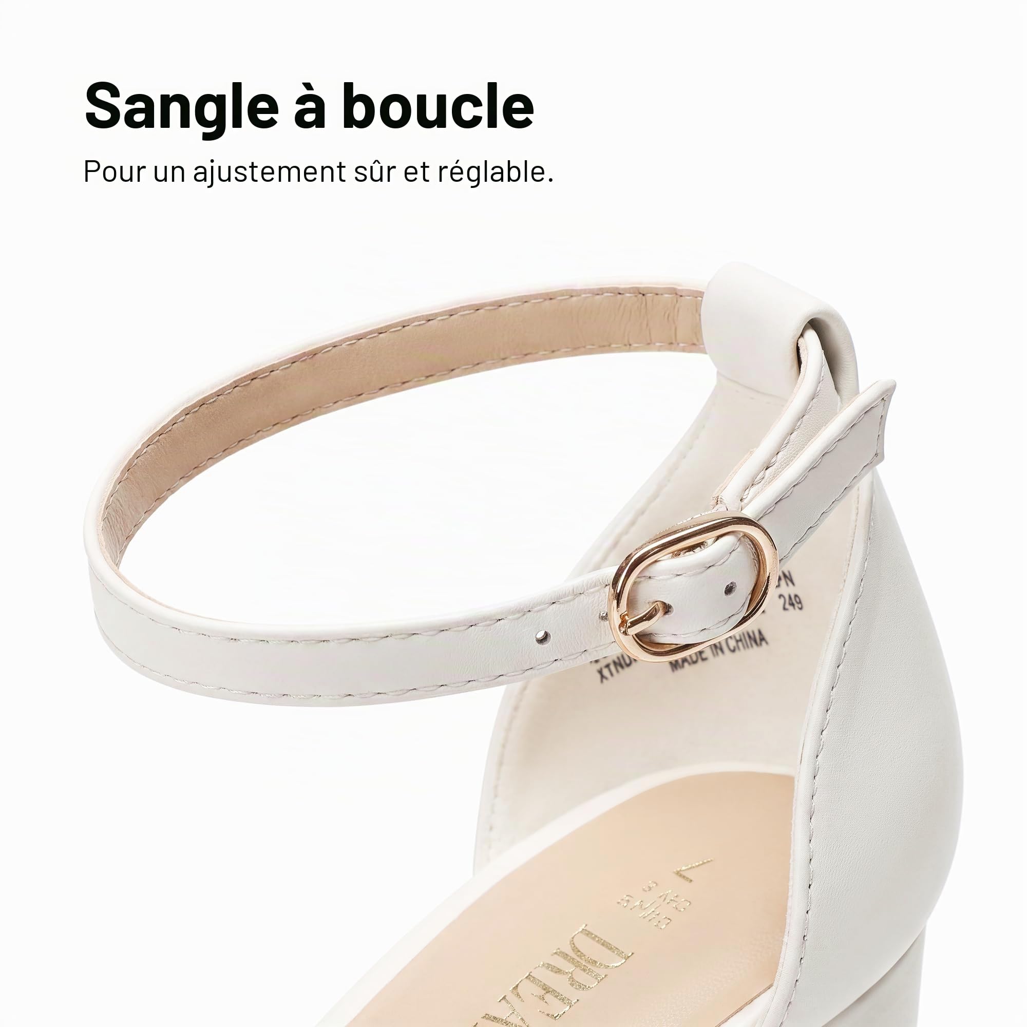 DREAM PAIRS Escarpins Femme Talon Haut Chunky avec Plateforme, Chaussures Habillées Confortables avec Bride Cheville pour Soirée ou Fête