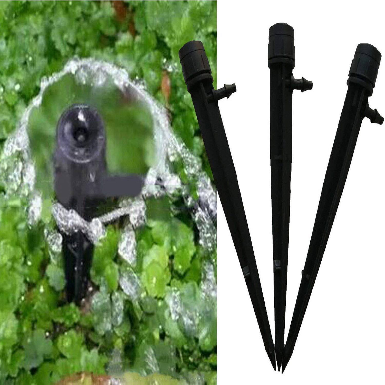 DIY Crfats 10 Bubbler Round, Multi Black, Drip Irrigation Sprinkler Kit Cap 360° Degree Adjustable Water Flow Drippers/Emitter Drip System for Garden Lawn Outdoor I(10 Bubbler Round, Multi Black)