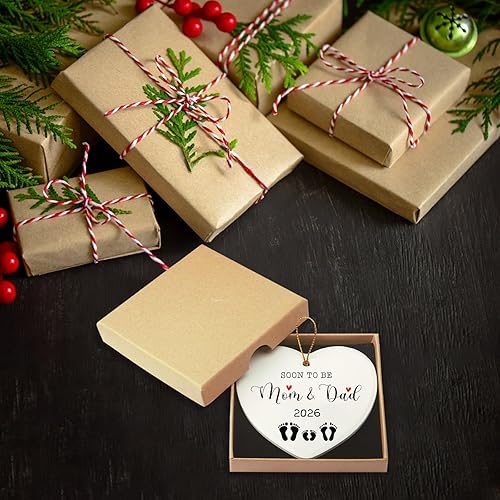 Miniatura 3 de Soon to Be Mom Dad Regalos de anuncio de embarazo Esperando mamá papá Regalo para padres nuevos regalos para parejas, adornos de Navidad, regalo de