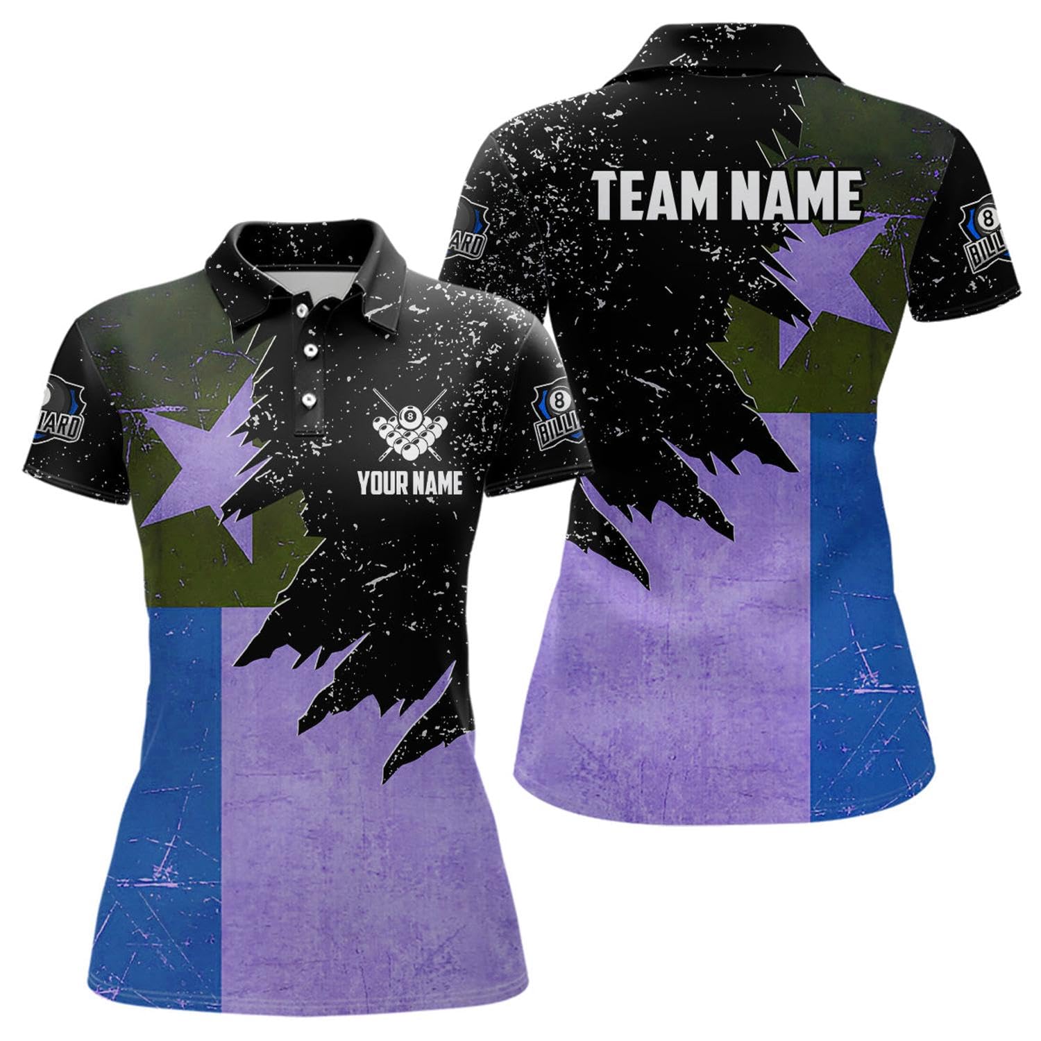 Personalized Retro Texas Flag Billiard Shirts for Women Custom Patriotic Billiard Jerseys Uniform T1571