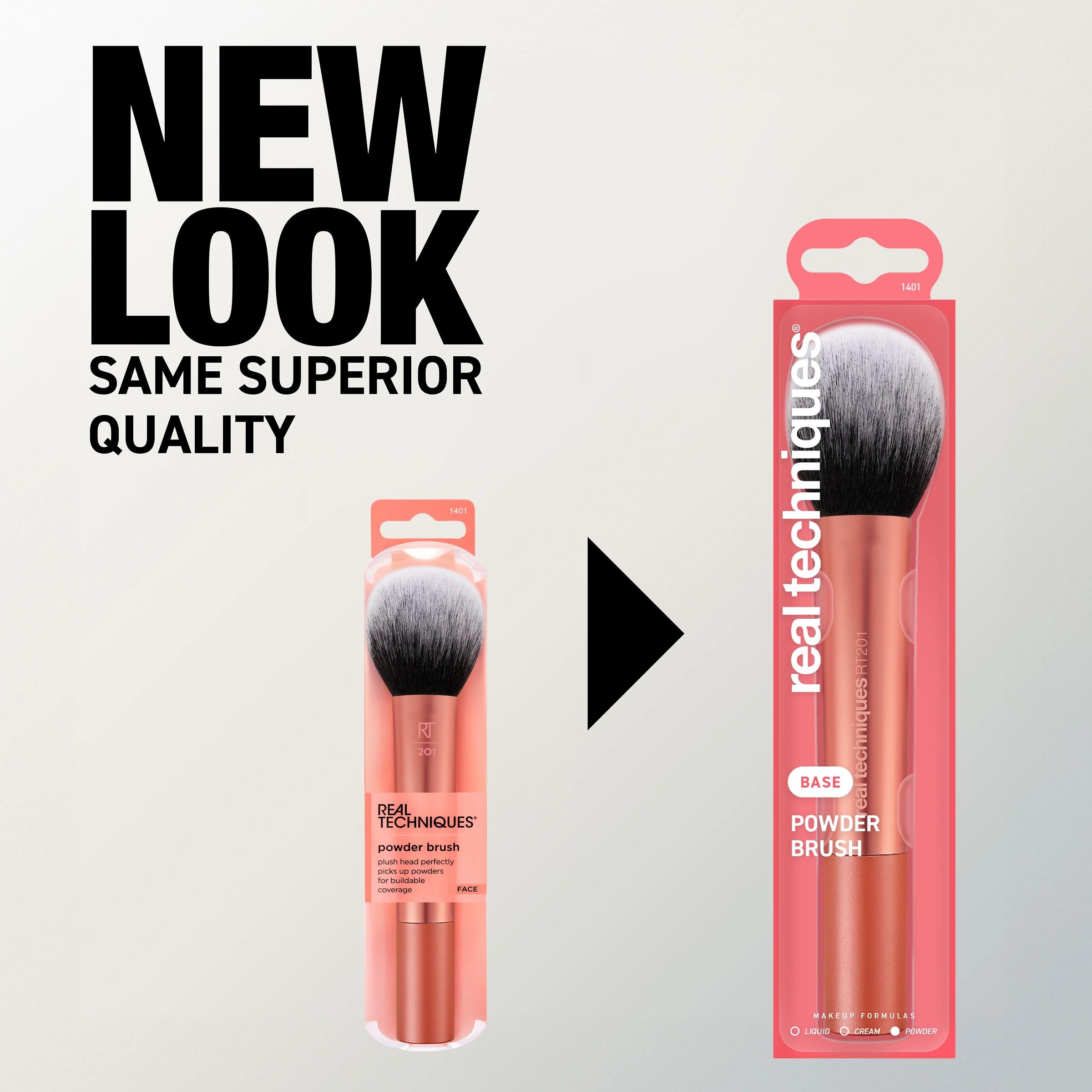 Real Techniques Cruelty Free Powder Brush With Ultra Plush Custom Cut Synthetic Bristles and Extended Aluminum Ferrules to Build Coverage
