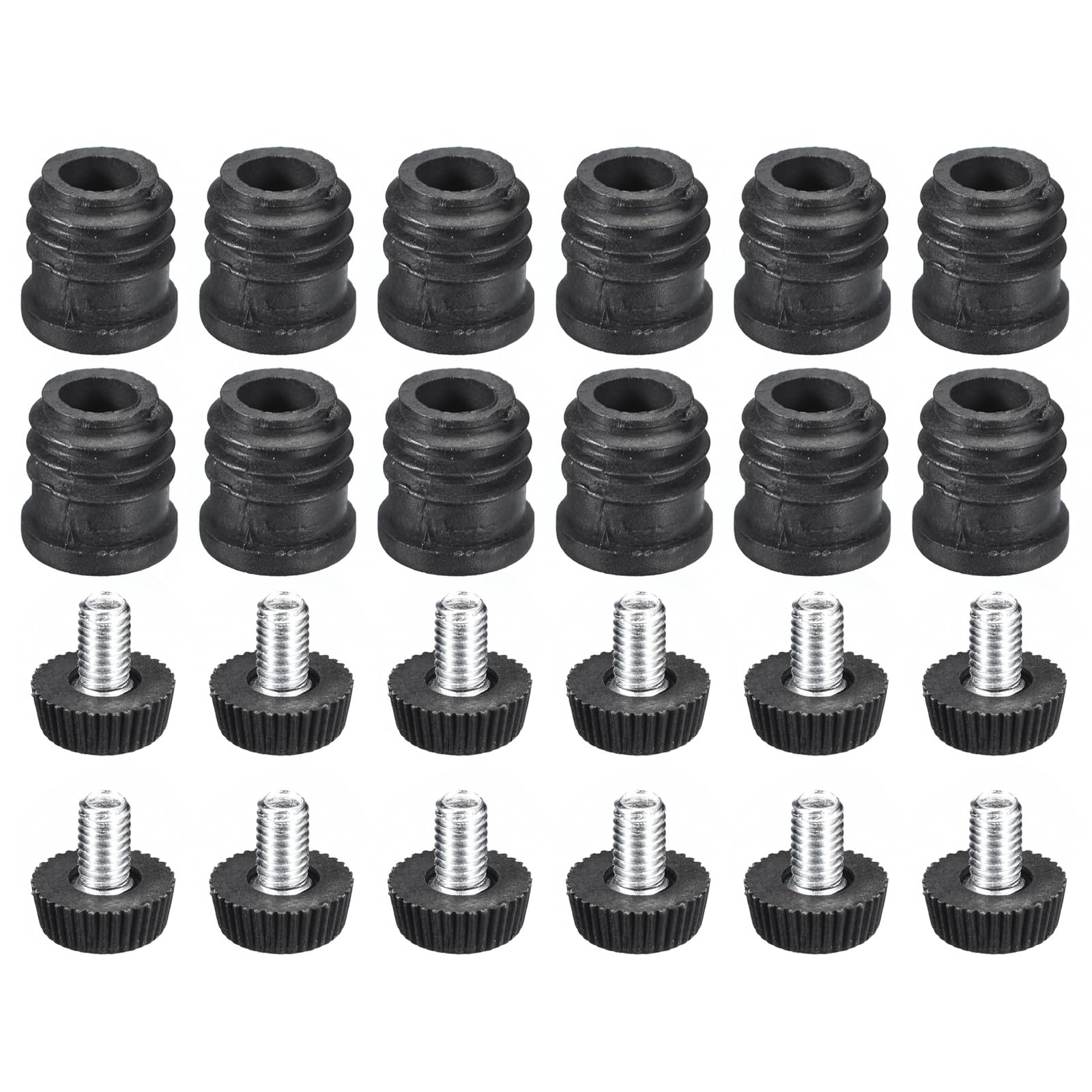 Insert fileté M6 tube rond 16mm pour mise à niveau de meuble noir