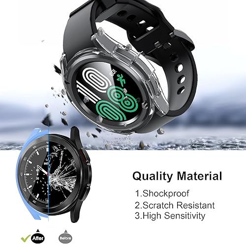 Miniatura 10 de Bougraite Paquete de 124 fundas para Samsung Galaxy Watch 54 de 1575 pulgadas con protector de pantalla de vidrio templado resistente al agua