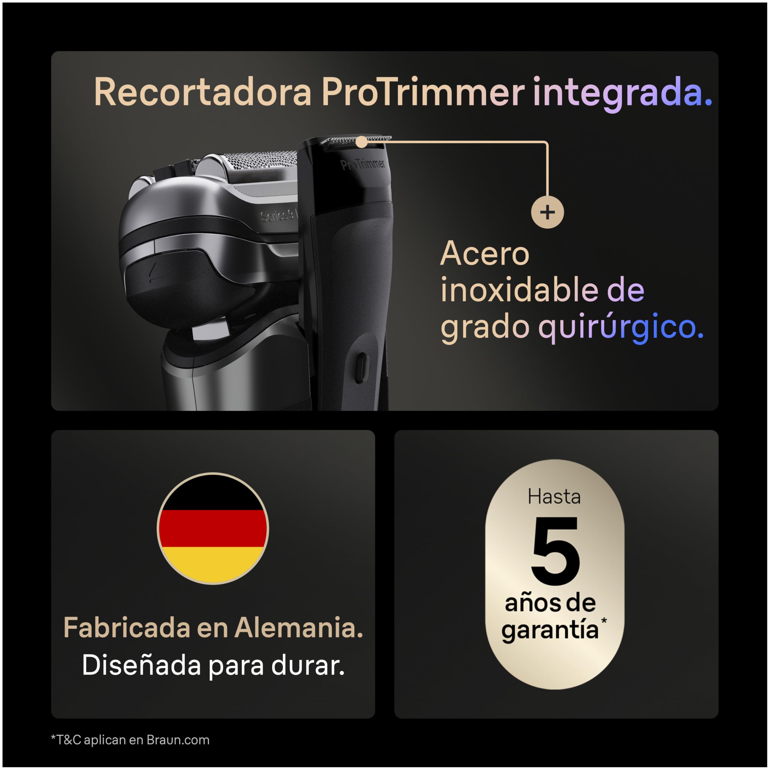 Braun Series 9 Pro+ Afeitadora Eléctrica Hombre, 9665CCE, Grafito - Máquina de Afeitar Barba con Tecnología 5+1, Resistente al Agua, Recargable, 60 Min de Uso, Estuche de Viaje, Centro de Limpieza