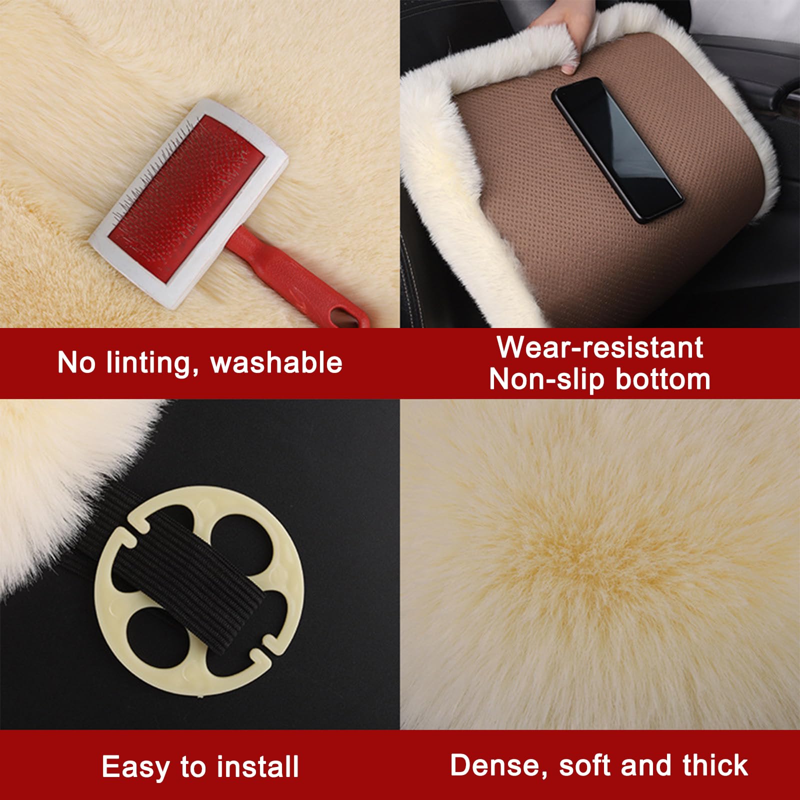 Cuscino per Seggiolino Auto in Peluche per Range Rover Evoque I L538 2015 2016 2017 2018, Invernale Soft Confortevole Antiscivolo Protezione per Sedile Cuscino Accessori,C/Beige