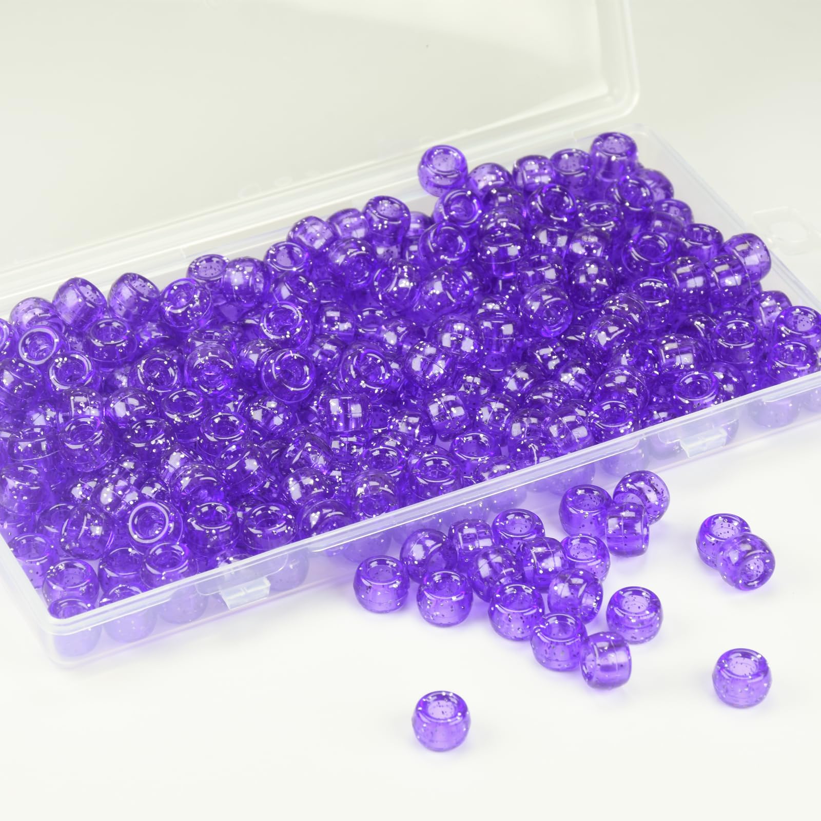 Purple Glitter Pony Beads for Friendship Bracelets for Jewelry Making,500Pcs Large Hole Pony Beads,(9 x 6mm)