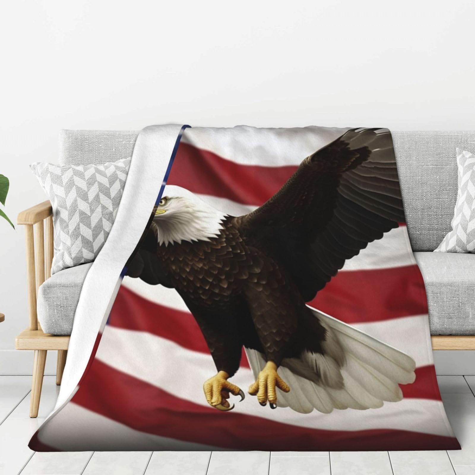 Couverture polaire douce drapeau américain plaid lit voyage