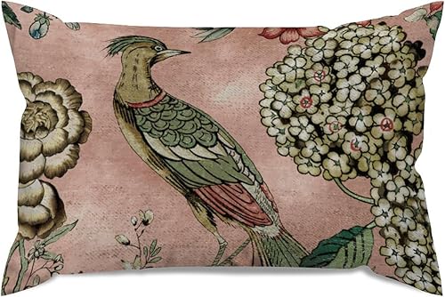 Miniatura 1 de ArogGeld Funda de almohada de pavo real, faisán, hortensia, camelia, rubor, rosa, funda de almohada europea, funda de almohada asiática, funda de