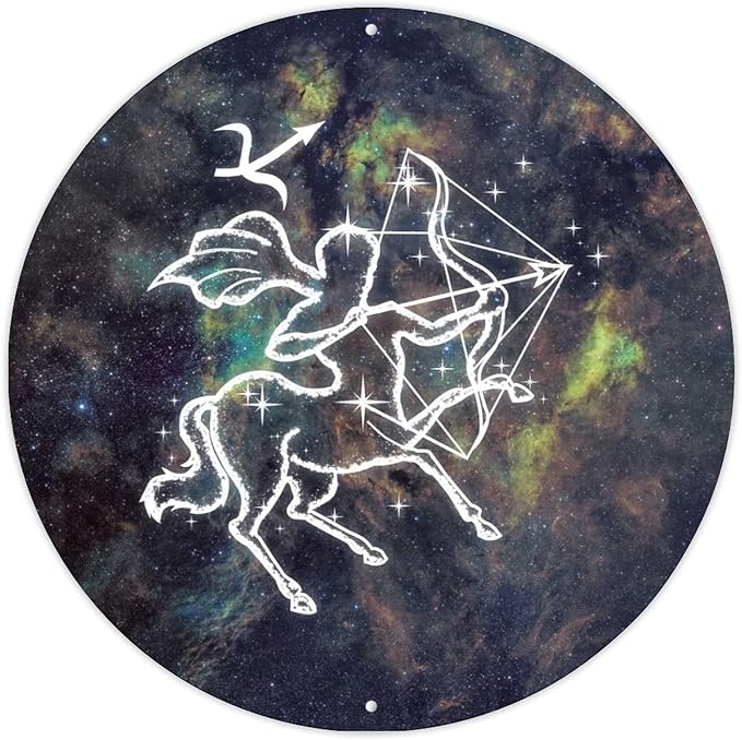 Sagittarius Vintage Metal Signs for Garage Zodiac Constellations Rustic Shabby Chic Sign Astrology Sagittarius Zodiac Men Cave Bar Decor Metal Tin Sign for Kitchen Bedroom Front Porch