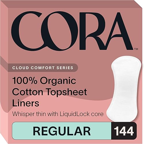 Cora Period Liners Sábana superior 100% algodón orgánico Ultra fina, rápida absorción Hipoalergénico Dermatológicamente probado Sin perfume,