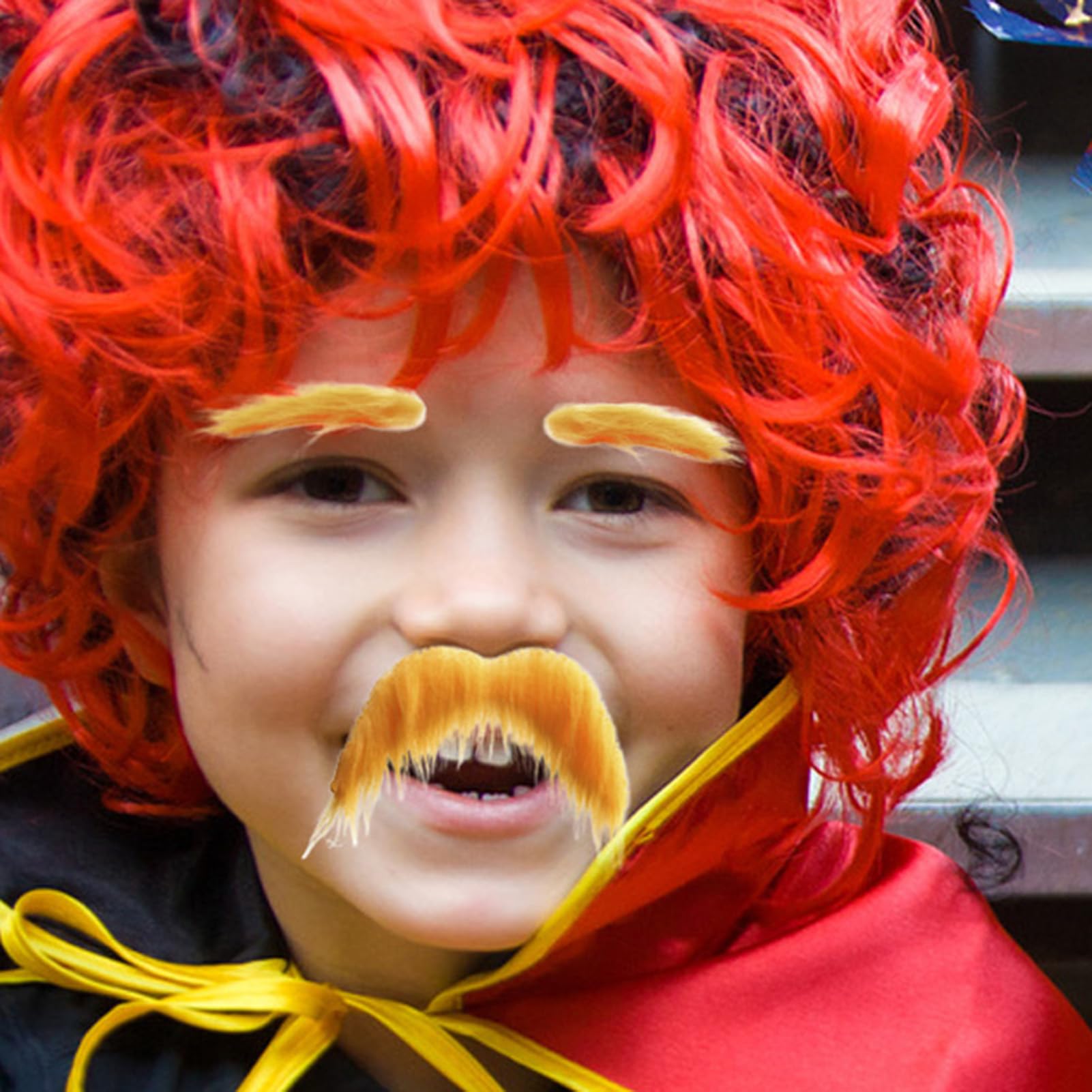 Bigote Y Cejas Falsas Amarillas Autoadhesivas | Accesorio Divertido Para Disfraces Y Fiestas Temáticas