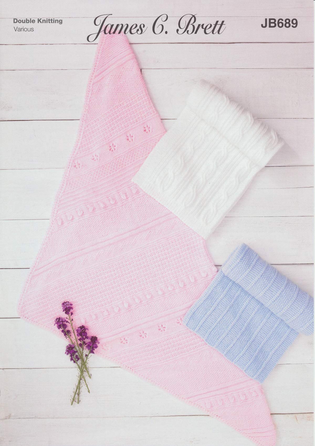 Baby Knitting Pattern for Pram Cot Blankets James Brett Double Knit JB689