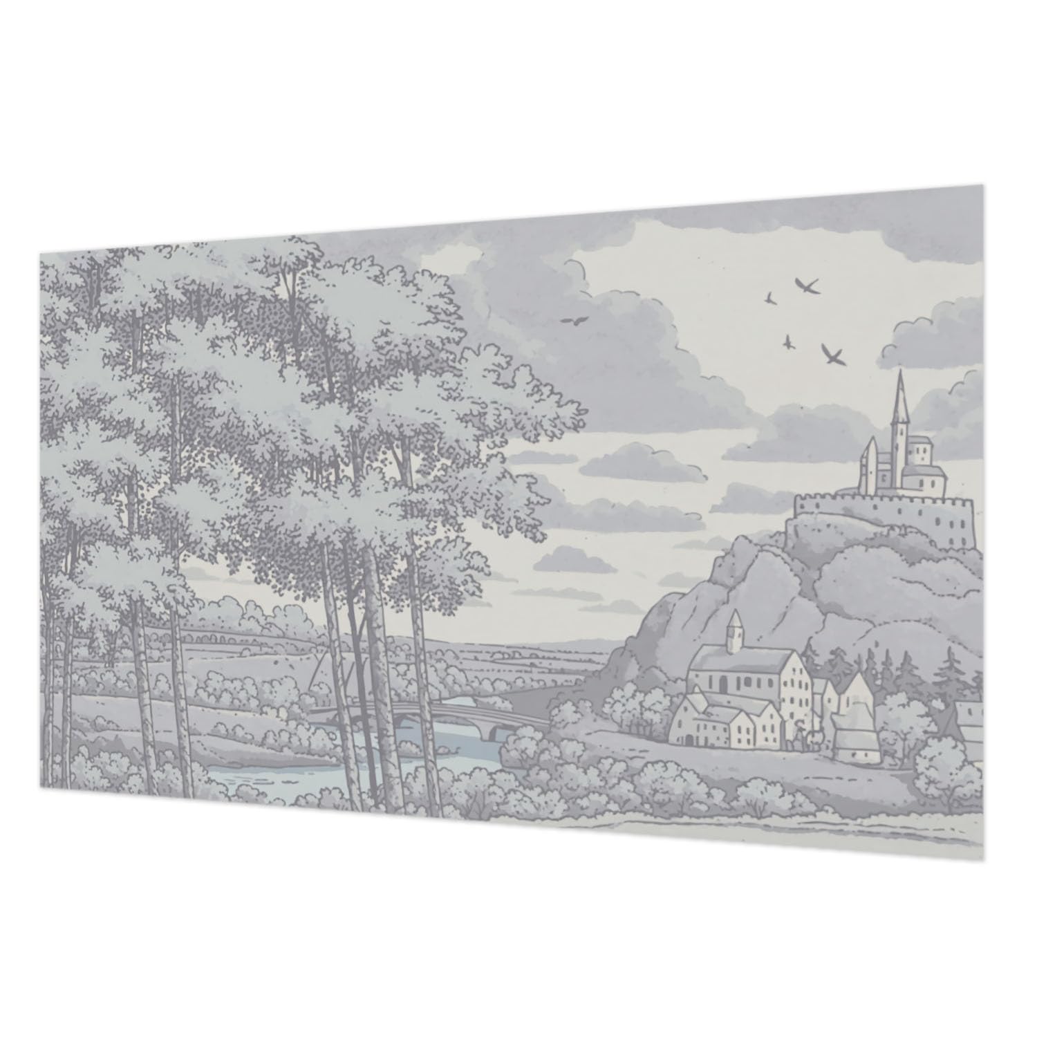 Papier peint paysage de conte de fées 416x254 cm avec colle incluse pour déco murale de chambre