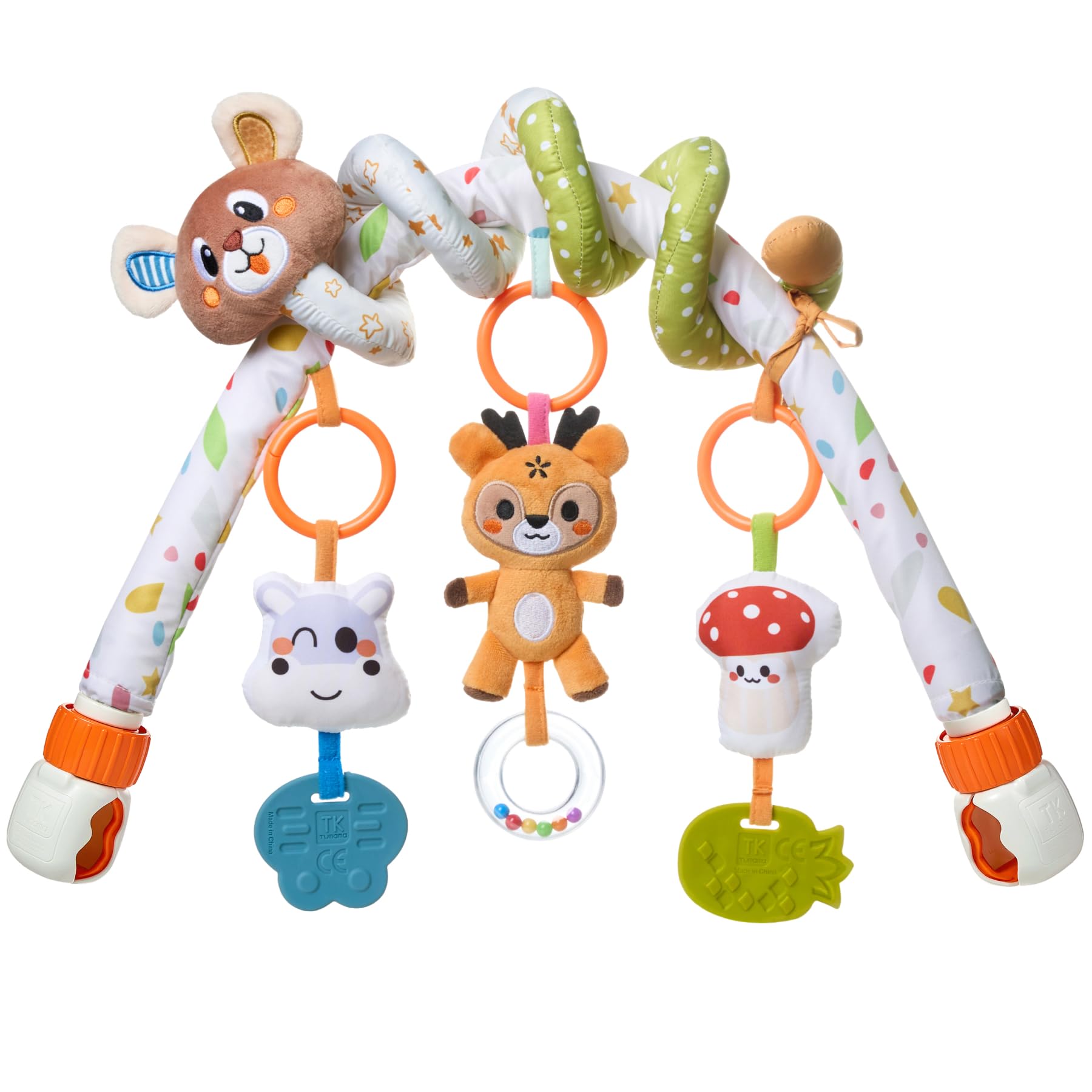 TUMAMA Arco de Juego con Espiral Actividades Juguetes 0 3 6 9 12 Meses Bebé Juguete Asiento Cuna Clip Jugar Arco en Movimiento con Sensorial Sonajero Juguete Niños y Niñas Regalo