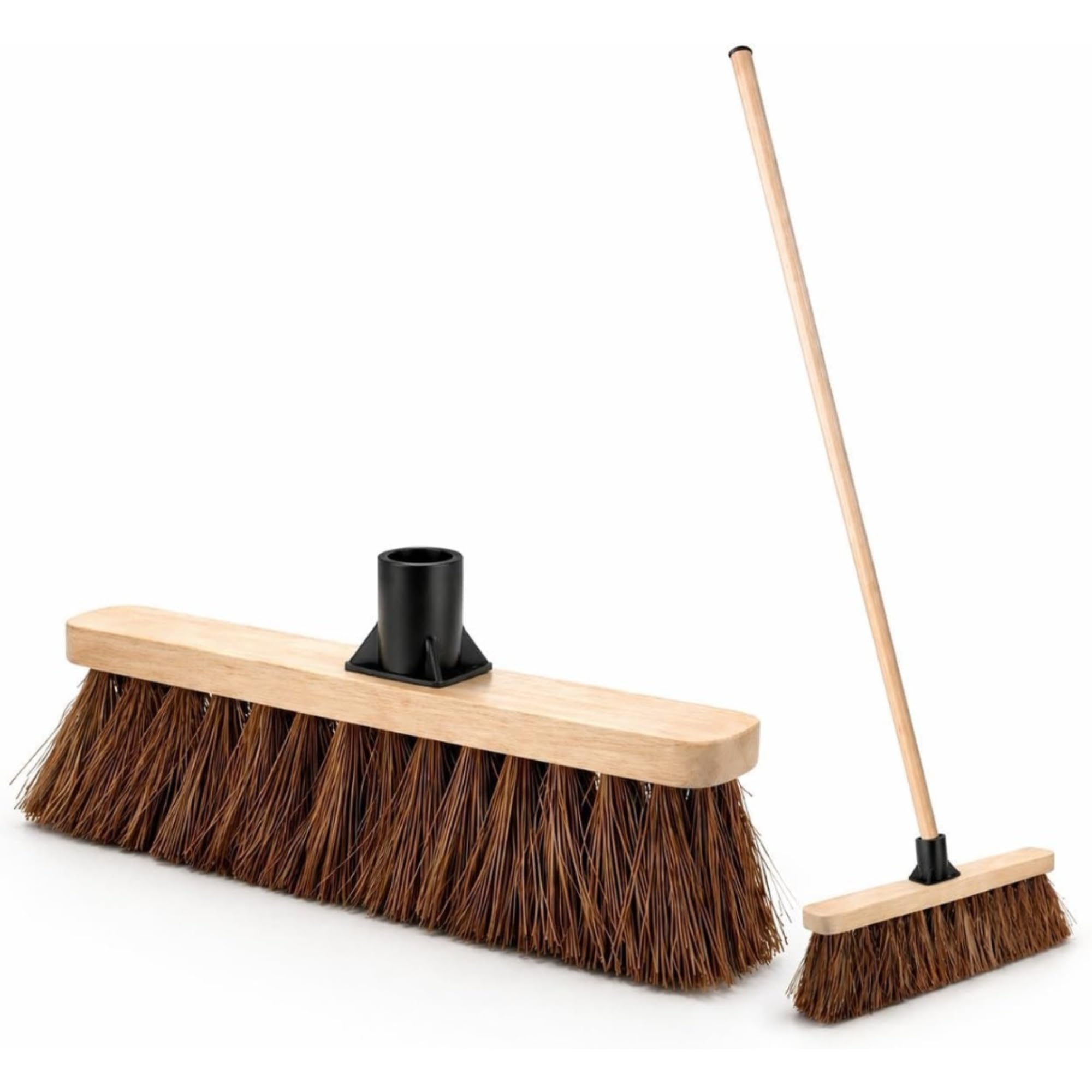 Outdoor Broom with Long Handle | Heavy Duty Stiff Bristle Yard Brush for Patio, Driveway, Deck & Garage Cleaning | Durable Outdoor Sweeping Brush for Garden, Yard & Indoor Floor Cleaning Tool