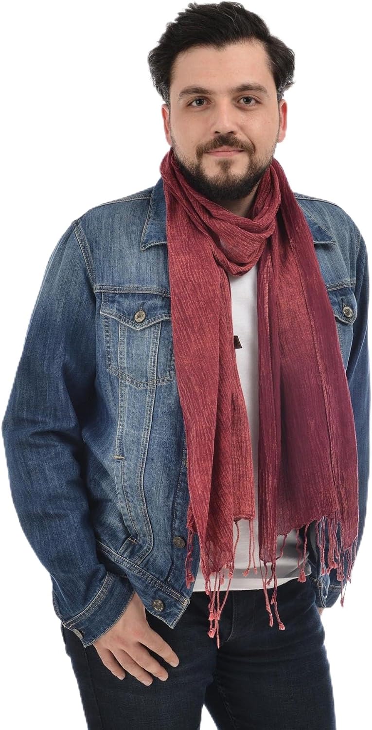 Denim Men's Scarf Cotton Colorful Lightweight Fashionable Neckwear Accessory Versatile Seasons Casual Style Comfortable Soft Fabric - Multicolor, One Size