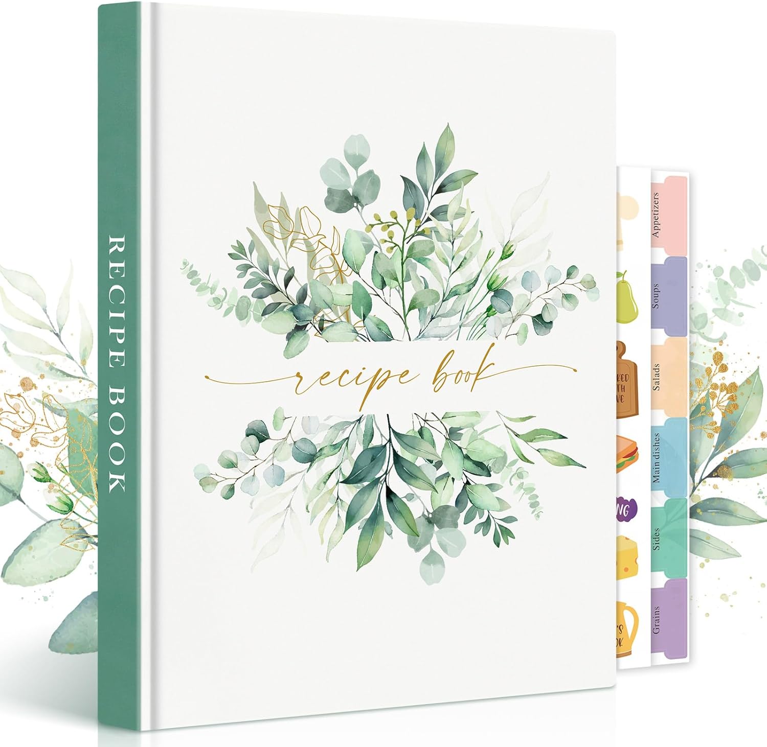 Lanpn Recipe Binder 8.5x11 3 Ring Kit, Waterproof Organizer Binder Recipe Book with 60 Plastic Sleeves,116 Recipes, Dividers, Labels & Stickers, Blank Cookbook to Write in Your Own Recipes