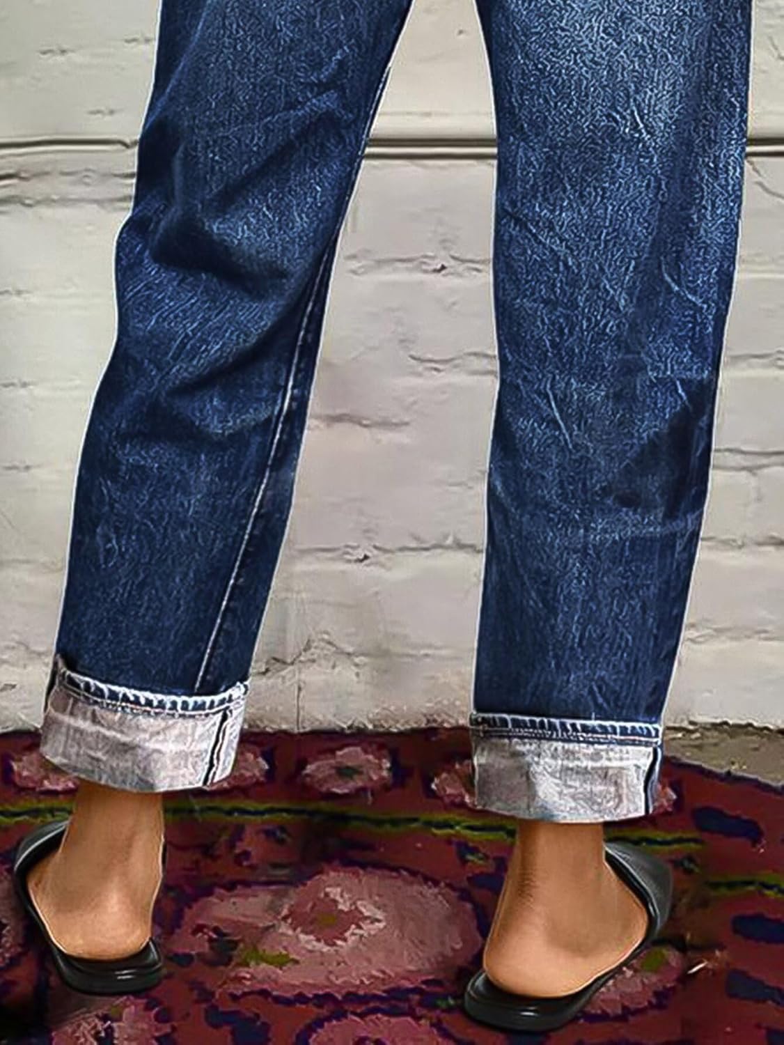 Flamingals Mid Rise Barrel Leg Jeans for Women Straight Leg Boyfriend Baggy Wash Denim Cropped Jeans