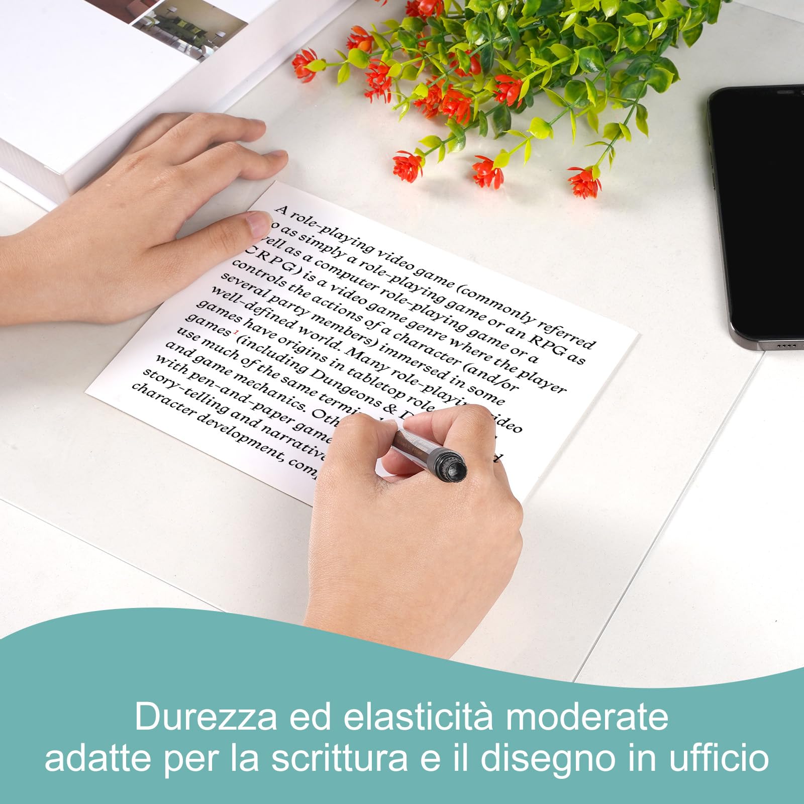 Dreamil Sottomano da scrivania trasparente in PVC 100 x 50 cm impermeabile con angoli arrotondati