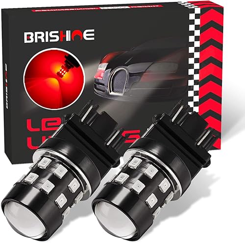 BRISHINE Bombillas LED superbrillantes 3157 3156 3057 3056 4057 4157 3157K T25 3457 rojo brillante 9-30 V sin polaridad 24-SMD chipsets LED con
