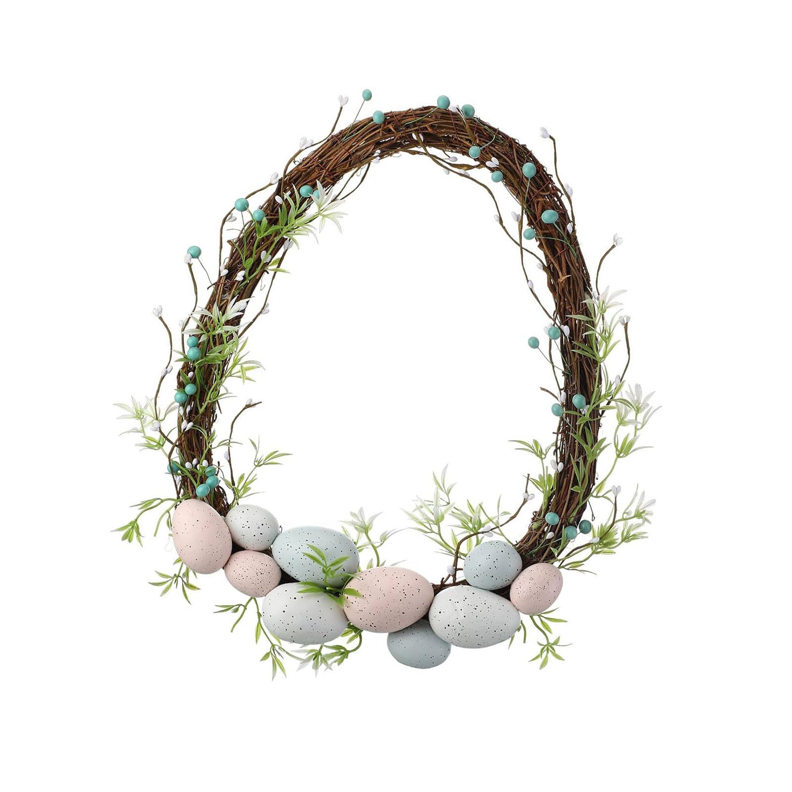 Whoasyst Spring Wreath Easter Eggs and Flowers Decoration Floral Garlands Decorative Door Ornament Outdoor Wreath