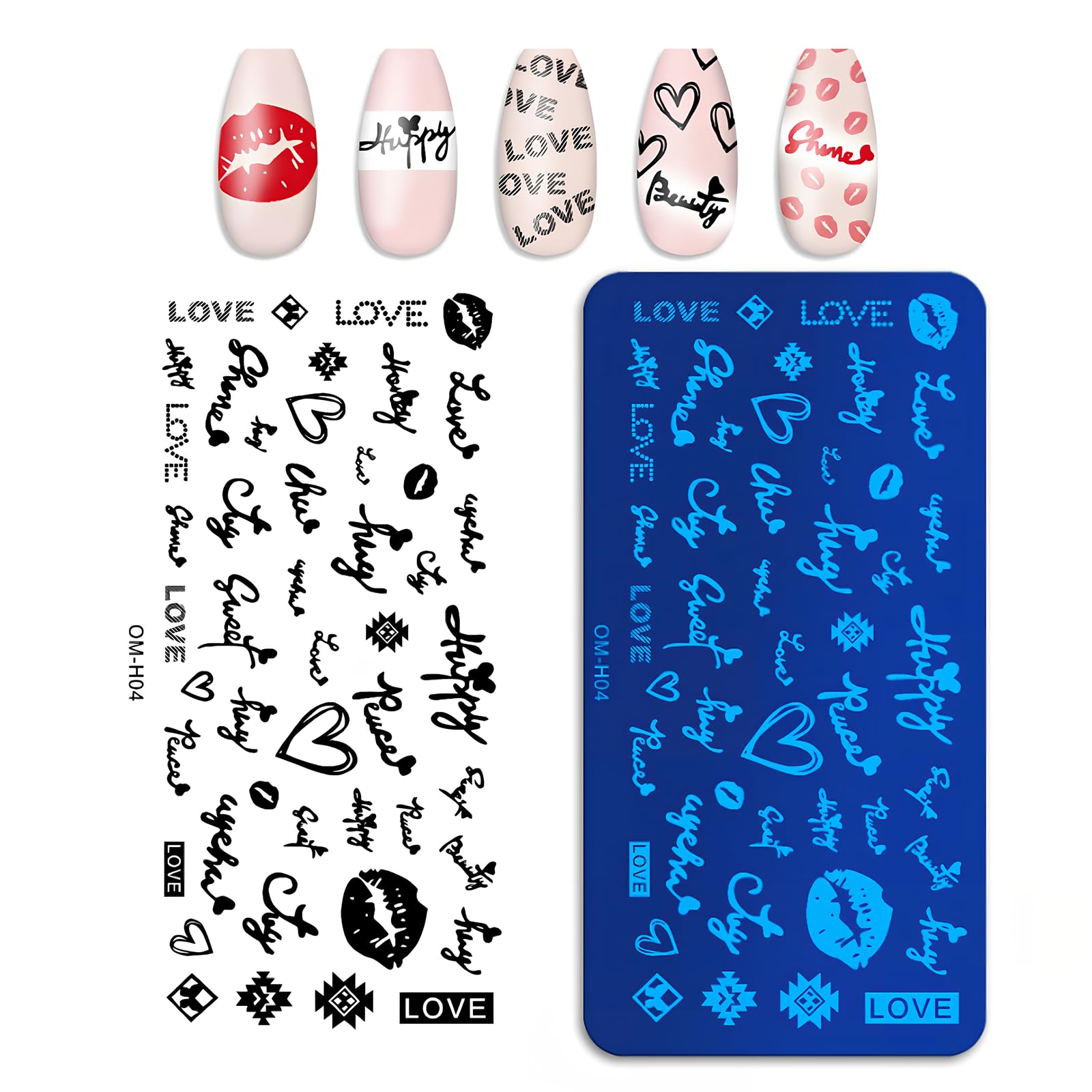 Kit de Estampación para Uñas 7 Piezas Nail Art Stamping Plates Estampador y Raspador