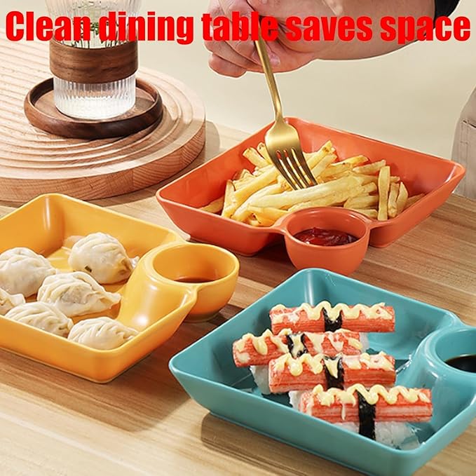 Plato Separado para Salsa, Plato Japonés para Dumplings con Salsera miniatura 2