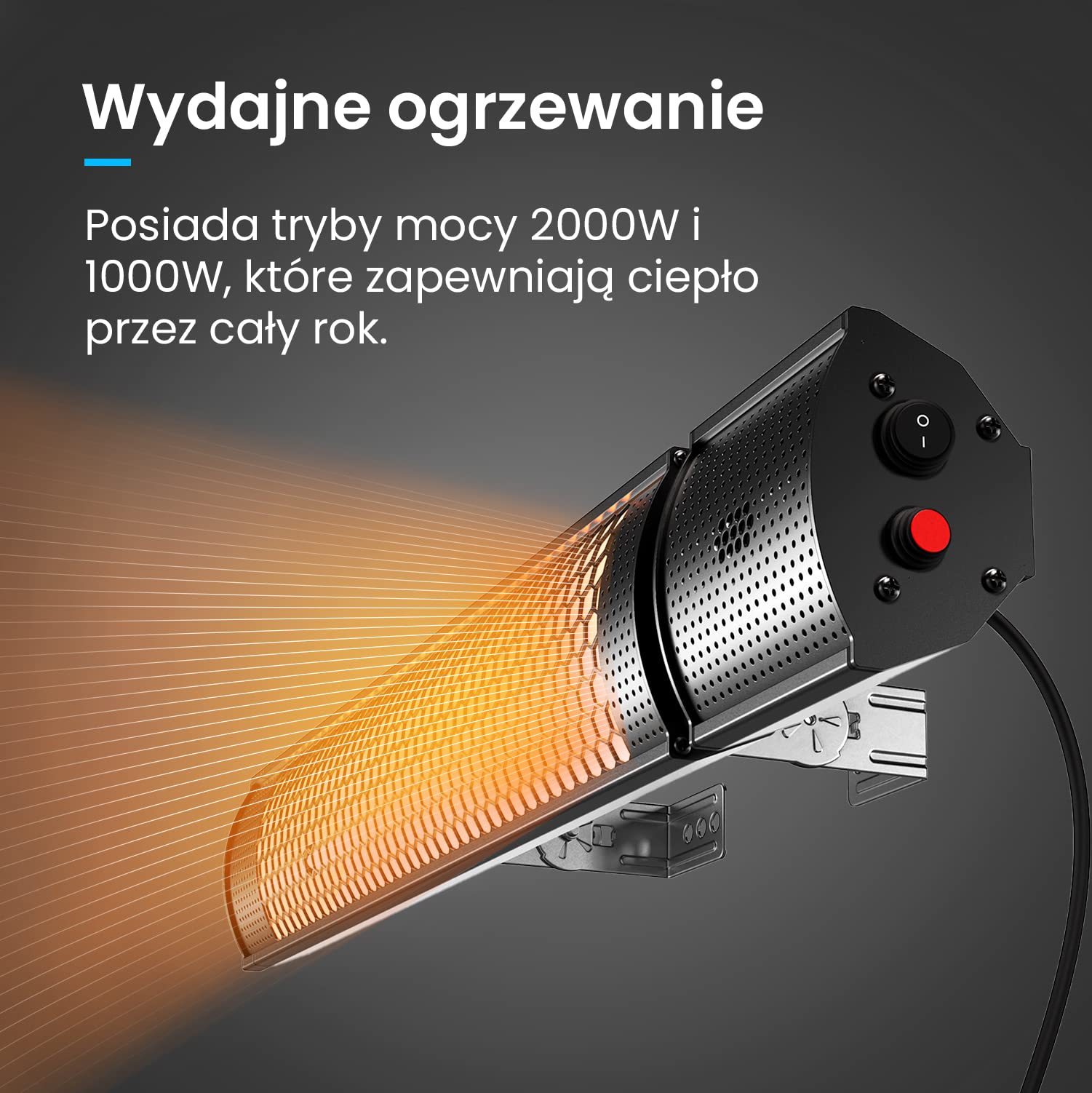 ProBreeze Grzejnik na Podczerwień Promiennik Ciepła, Pionowy z Pilotem Zdalnego Sterowania, Elektryczny na Taras Balkon Kemping, Naścienny Kolumnowy, Wodoodporny, 1000W 2000W