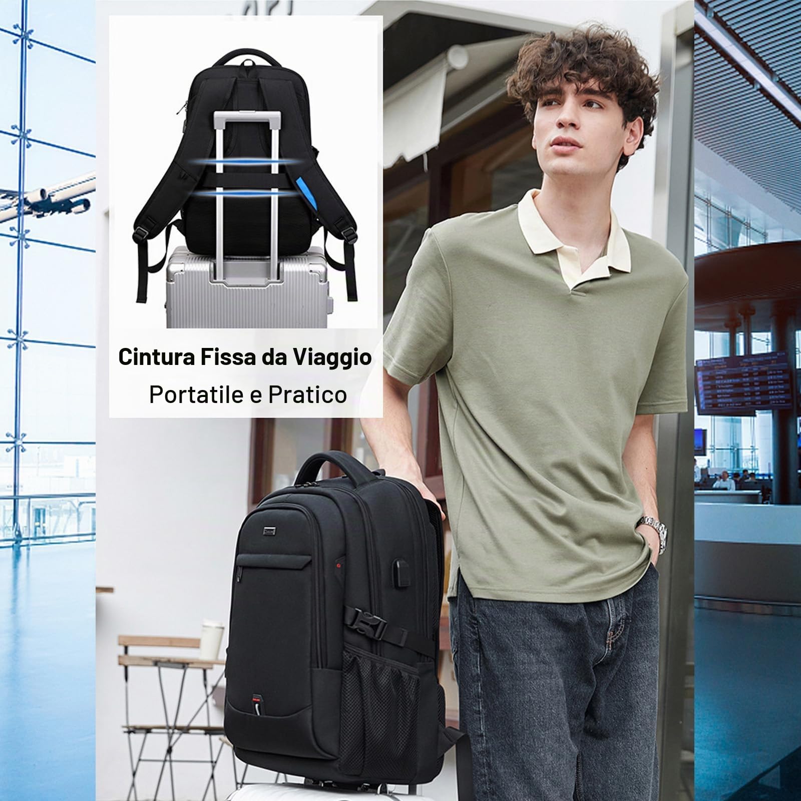 FANDARE Zaino PC Portatili zaino professionale Multifunzione Zaino da scuola Zaino per Laptop con porta di ricarica USB per Affari da 15.6 Pollici Zaino Lavoro Uomo Donna Viaggio Zaini Rosa Rossa