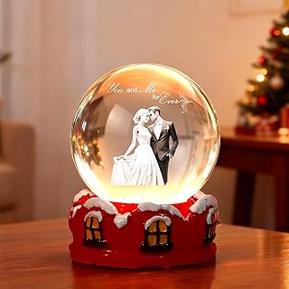 Custom Christmas Snow Globe with Photo & Name – Personalized 3D Crystal ...