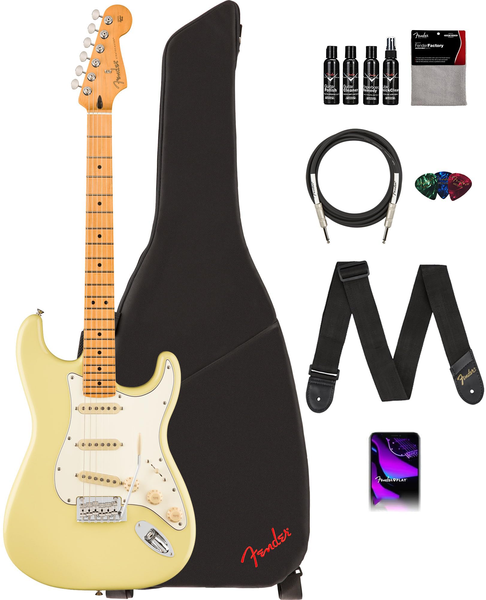 Amazon.com: Fender Player II Stratocaster - Hialeah Yellow Bundle