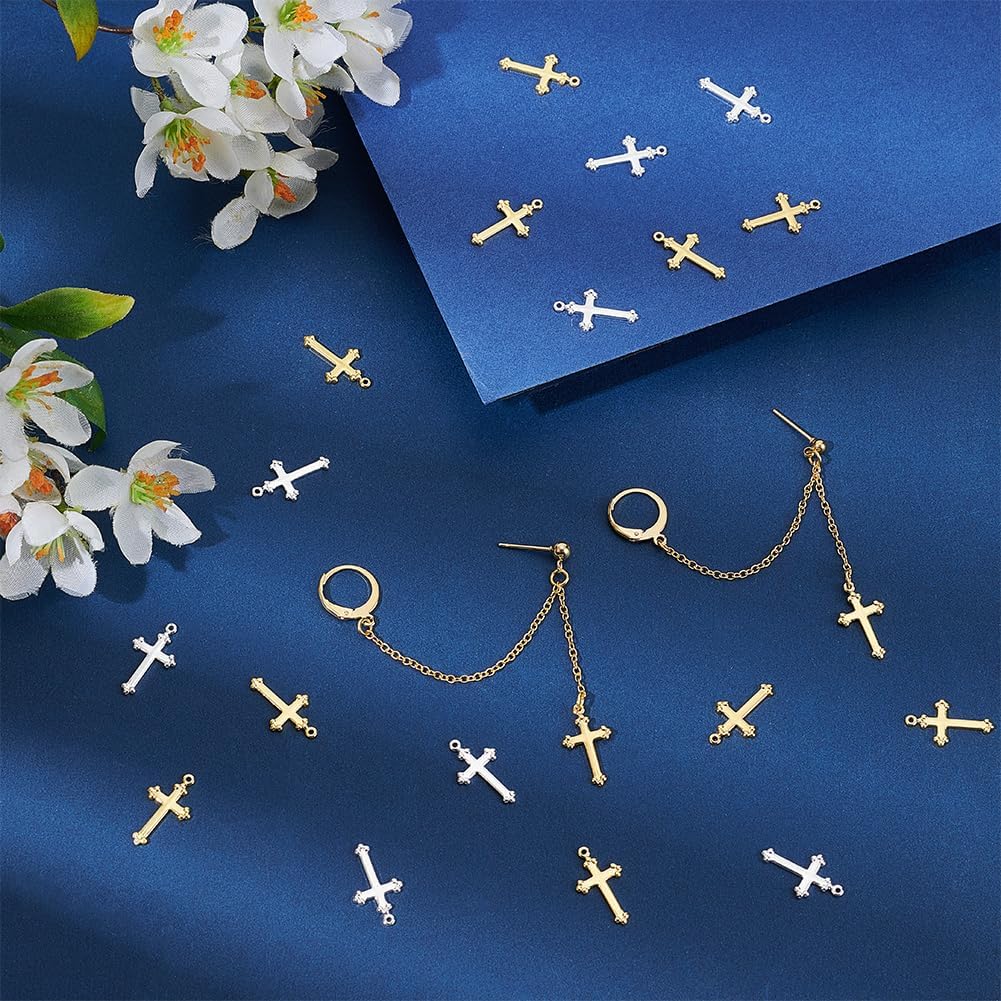 UNICRAFTALE about 100Pcs 2 Colors Cross Charms 17.5mm Mini Cross Pendants Easter Charms Metal Pendants Punk Charms for DIY Jewelry Making Accessory for Necklace Bracelet Earrings - Image 2
