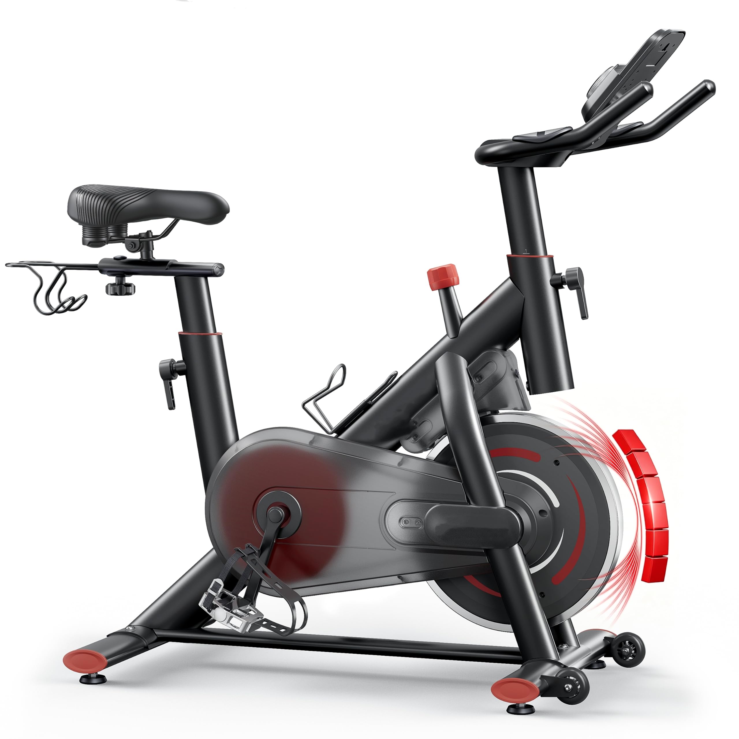 Burever Home Exercise Bike with Touchscreen LCD Display, Quiet Exercise Bike, Exercise Bikes for Home Use with Dumbbell Rack
