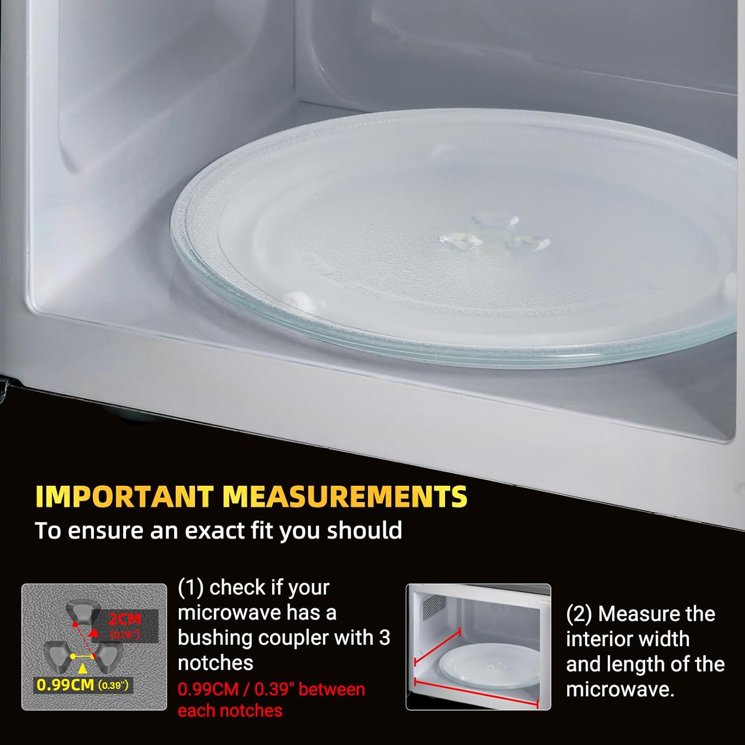 12" Microwave Replacement Turntables, Microwave Glass Plate Compatible with Replacement Part of W11367904/ W10337247/ AP6892124/ W11335034/ WPW10337247 etc – Dishwasher Safe