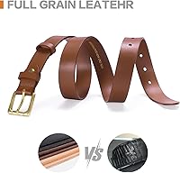 Vista 19 de Cinturones para mujer para jeans de 1.1 pulgadas de ancho, cinturones para vestidos de cuero de grano completo con hebilla dorada, caja de regalo