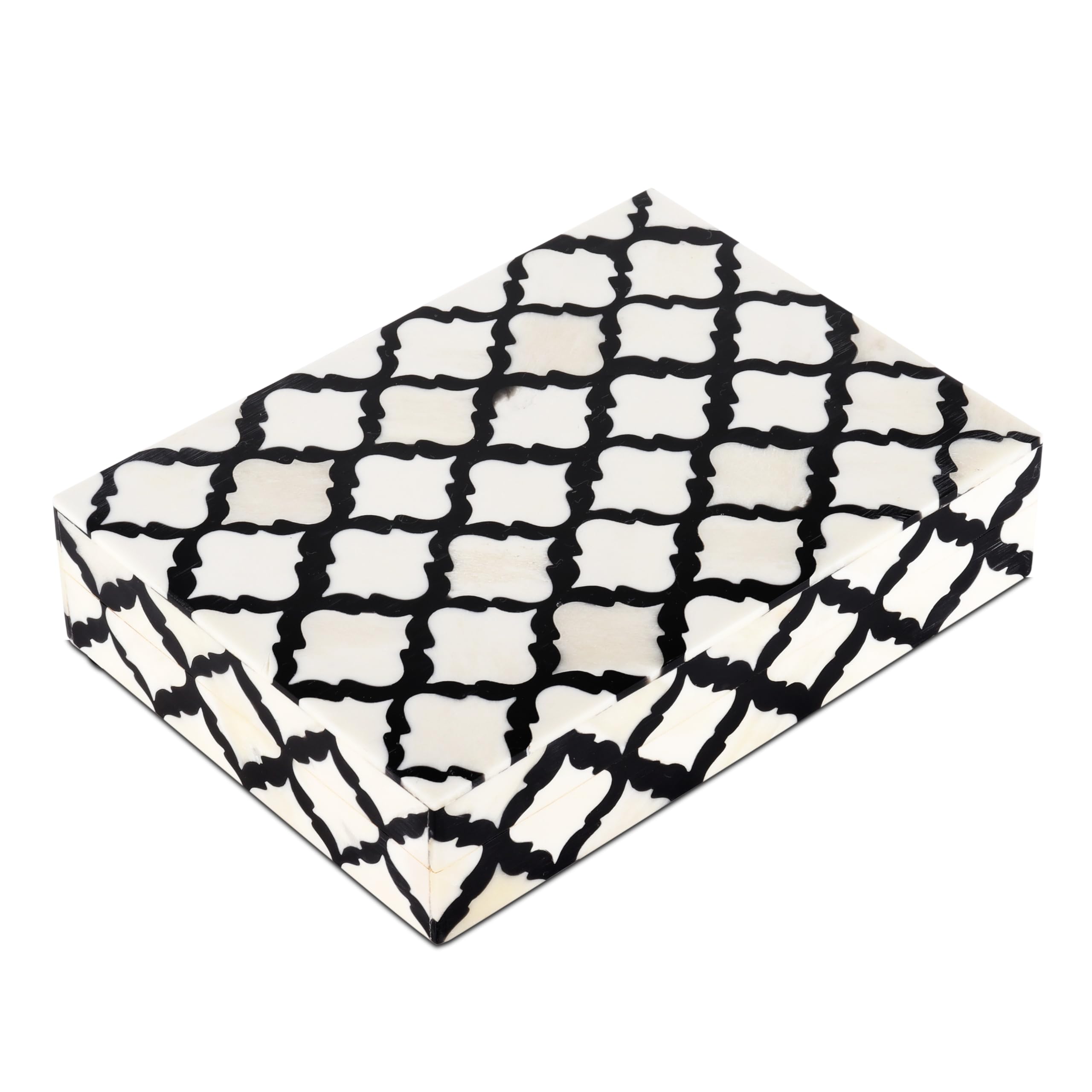 Handicrafts HomeHandmade Moroccan Pattern Inspired Decorative Box - Large Storage Organizer for Neck Chains, Watches, Memory Keepsakes - Boho Style Treasure Box, Multipurpose Gift - 5x7x1.5