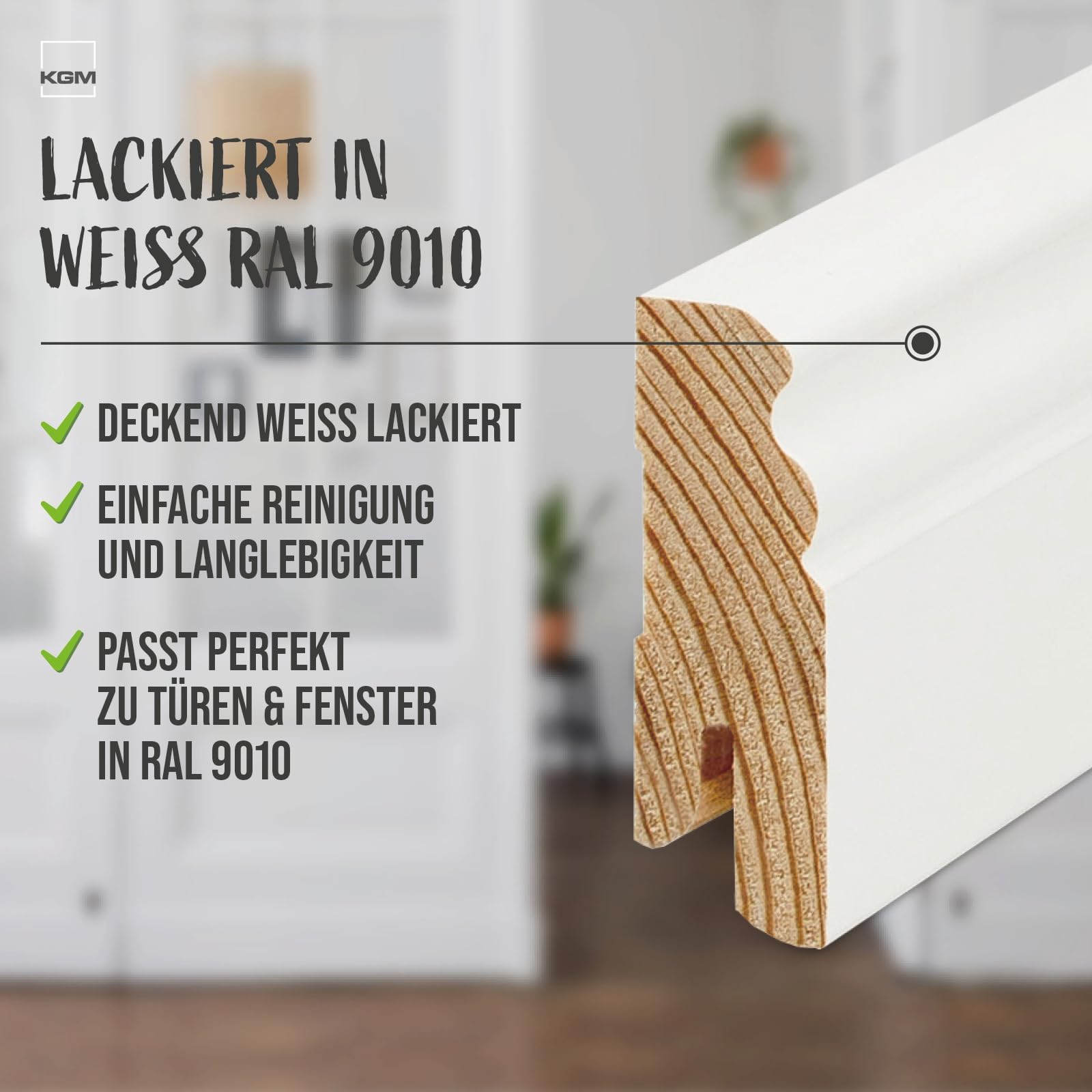 KGM Listwa Berliner sosna - Biały RAL 9010-2400 x 18 x 58 mm - 10 szt.