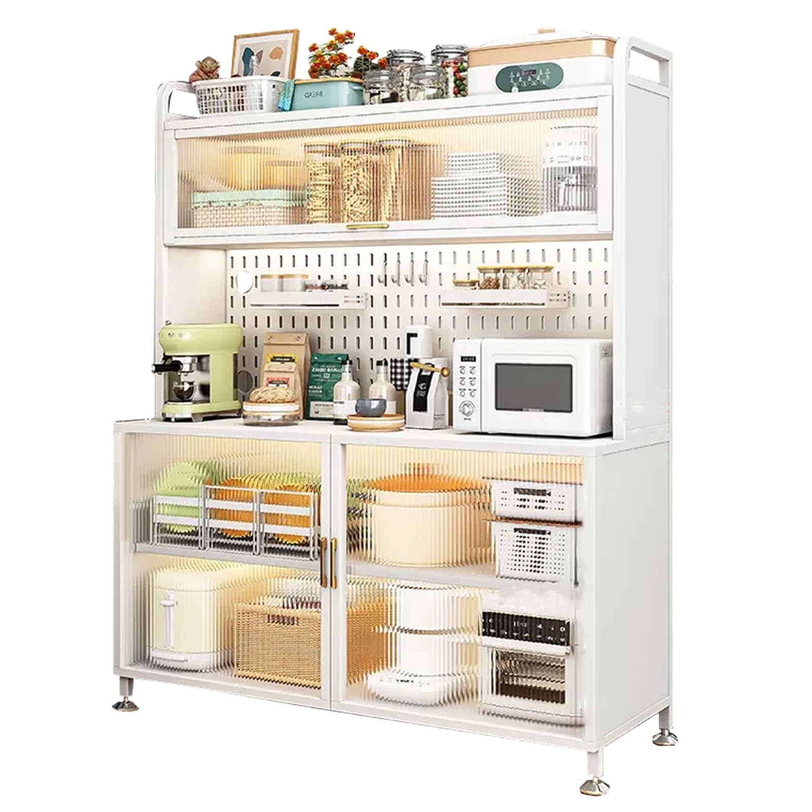 5-stöckiges Bäckerregal für die Kaffeebar – freistehendes Küchenregal für Mikrowelle, Gewürze, Töpfe und Pfannen – Stabiler Küchen-Organizer (Farbe: B, Größe: 80 x 42 x 154 cm)
