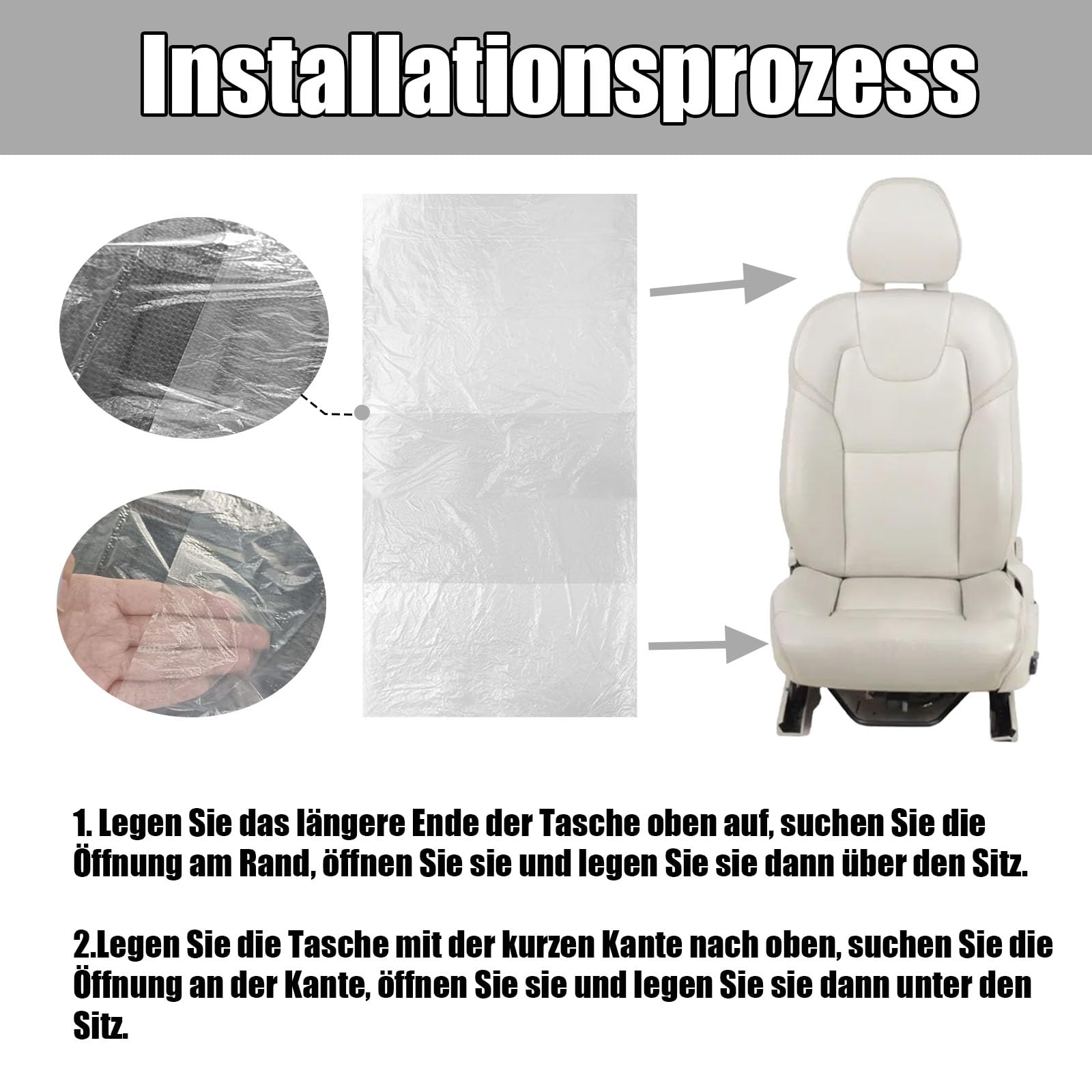 Coprisedili per Auto Usa e Getta, 120 Pezzi 140 x 80 cm Coprisedili Anteriori per Auto Universale, Copri Sedile Coprisedile, per Saloni Automobilistici, Trasparenti