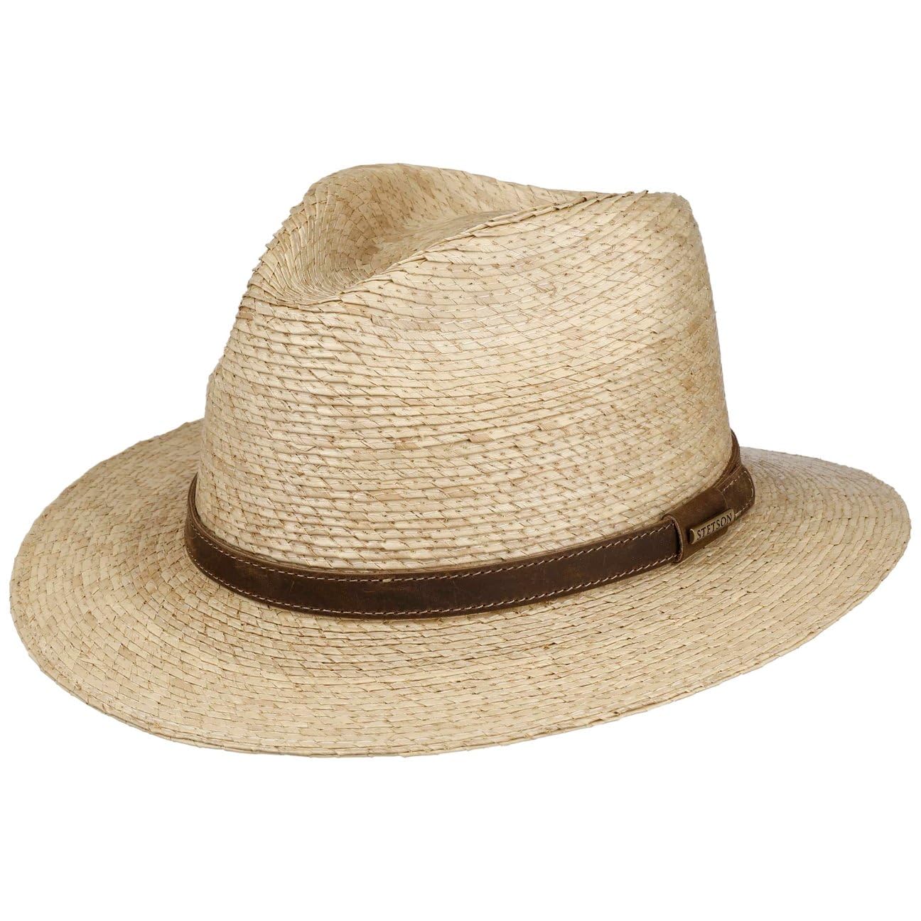 Stetson Dalespring - Sombrero para viajero, con paja de protección UV UPF 40, banda de piel para hombre, primavera y verano