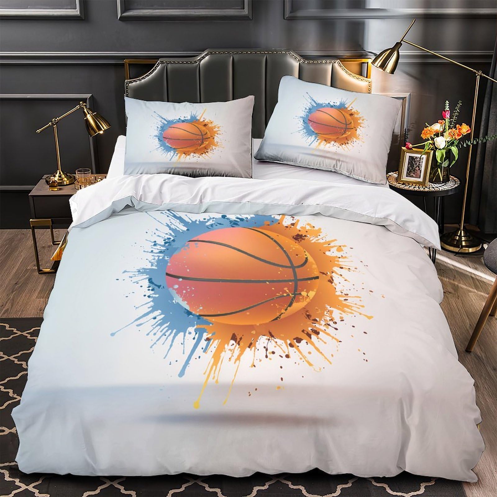 Linge de lit 3D imprimé basketball ensemble de literie doux 135x200cm