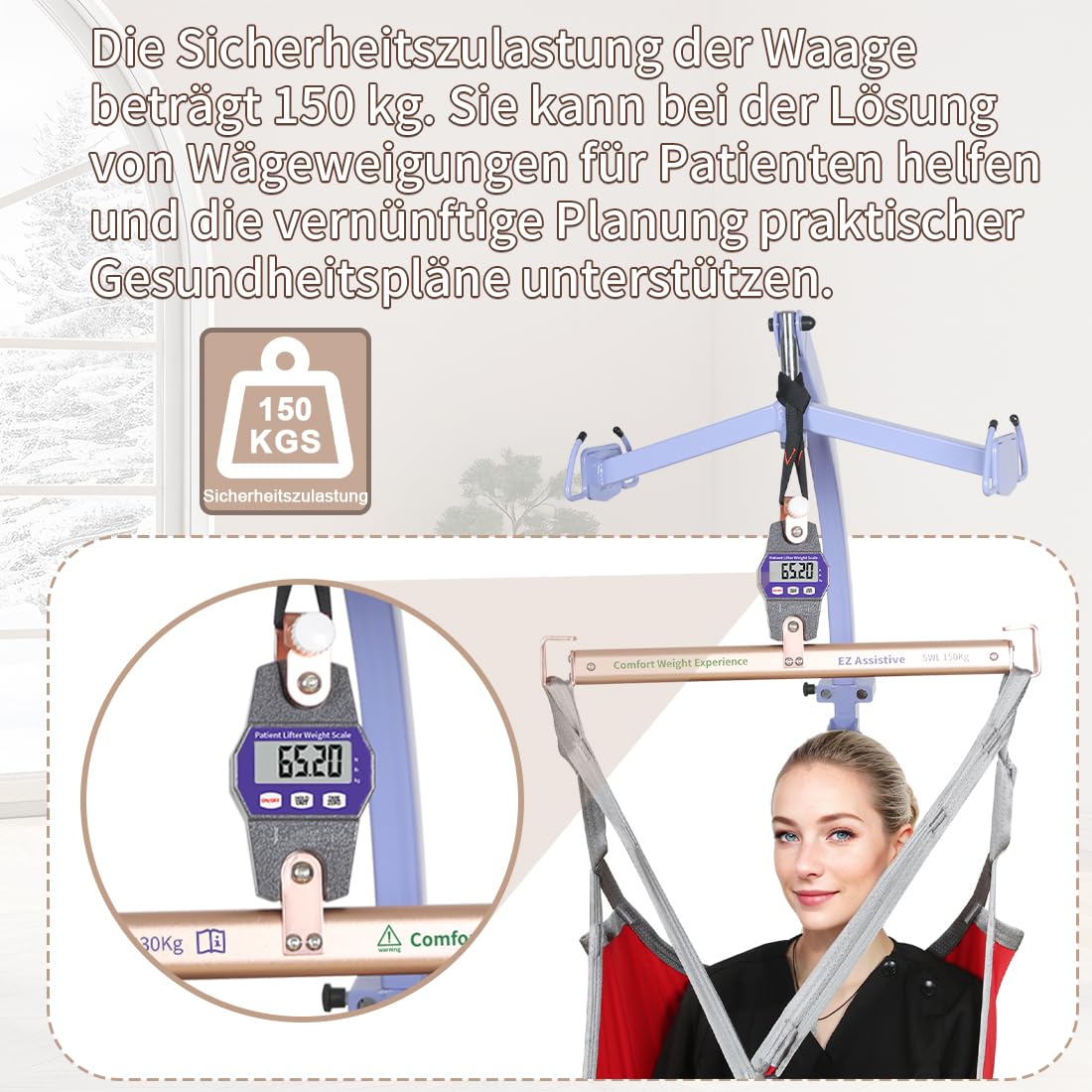 EZ Assistive Lift-Waage, Patientengewichtswaage für Lift, SWL 330 LBS