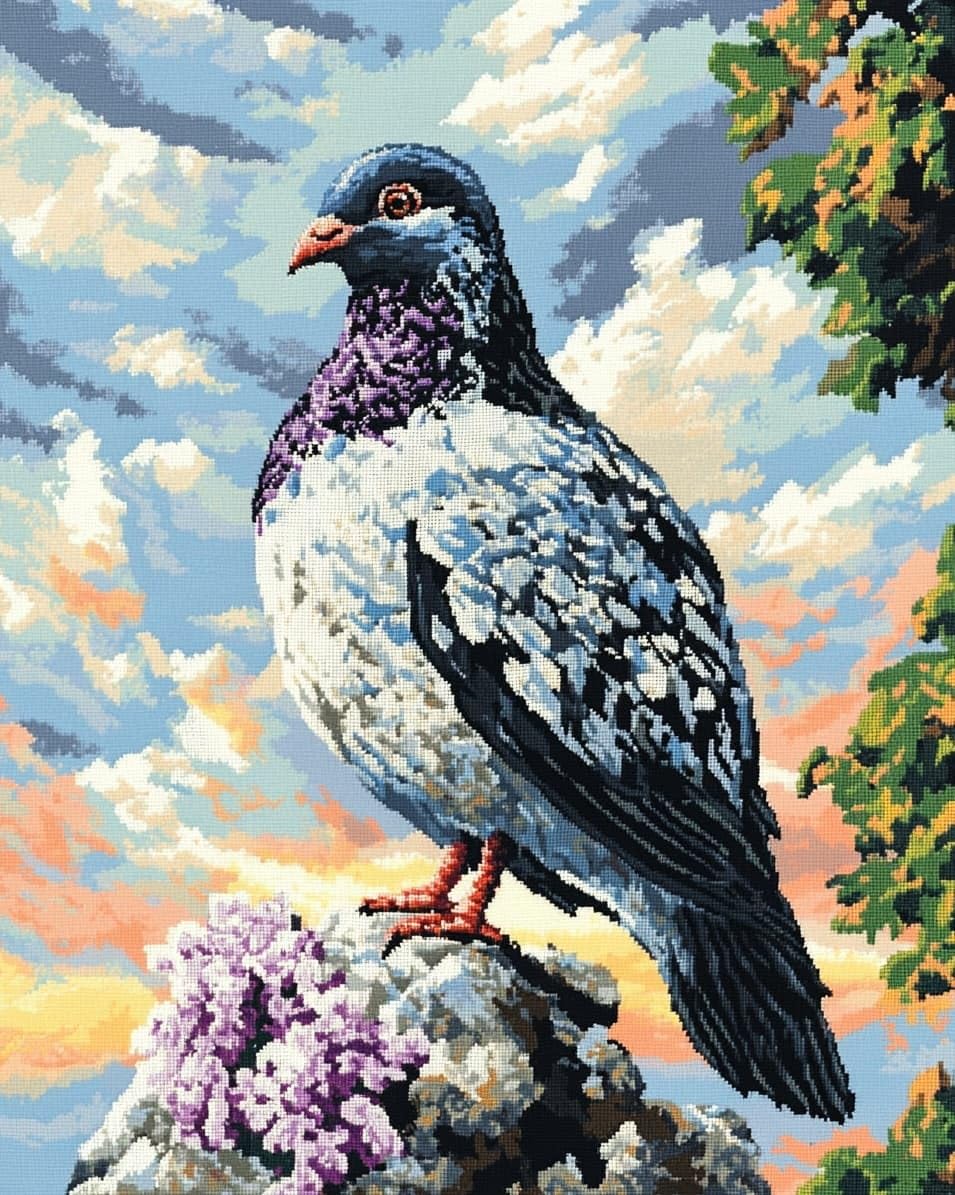 WallustrioaW 11CT Cross Stitch Embroidery Kits,Animal Pigeon,Cross Stitch Full Kit DIY Embroidery Sewing Handicraft for Adults Home Decor,16x20in