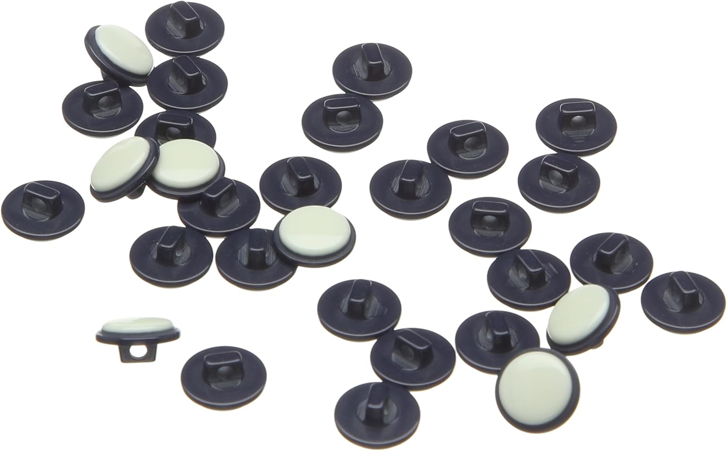 Leduc Buttons, Synthetic Material, Cream/Navy, Size Lin 18, 30-Piece