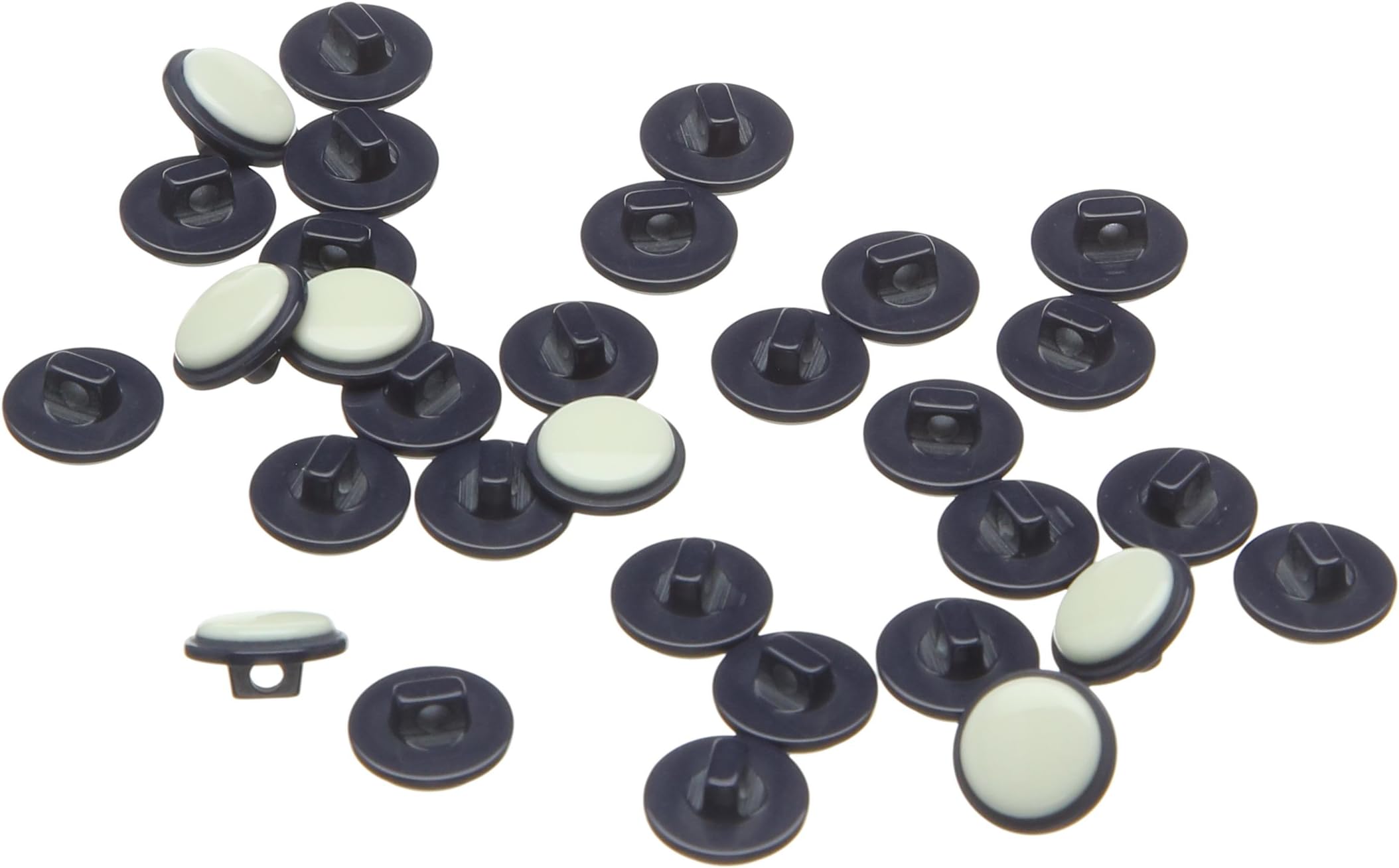 LEDUC Buttons-30pc Cream and navy button-size Lin 18, Synthetic Material, 13x12x1 cm
